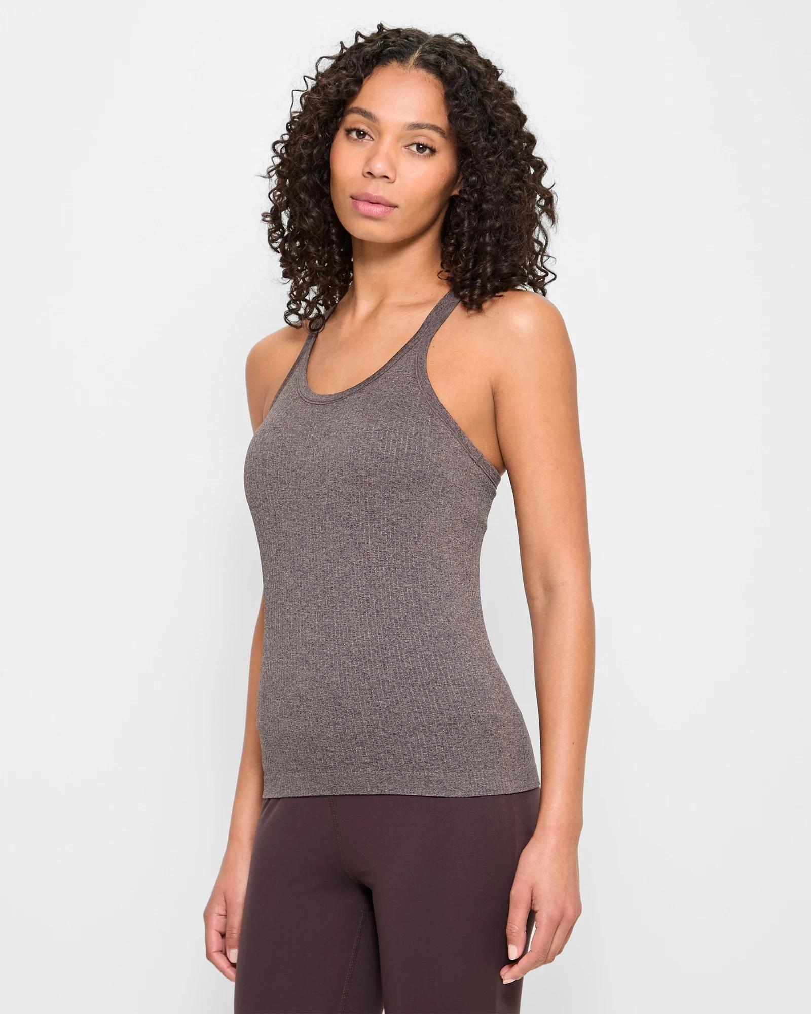 3 Target Active Studio Soft Ribbed Tank Top with Shelf Bra HICKORY, 3 of 5