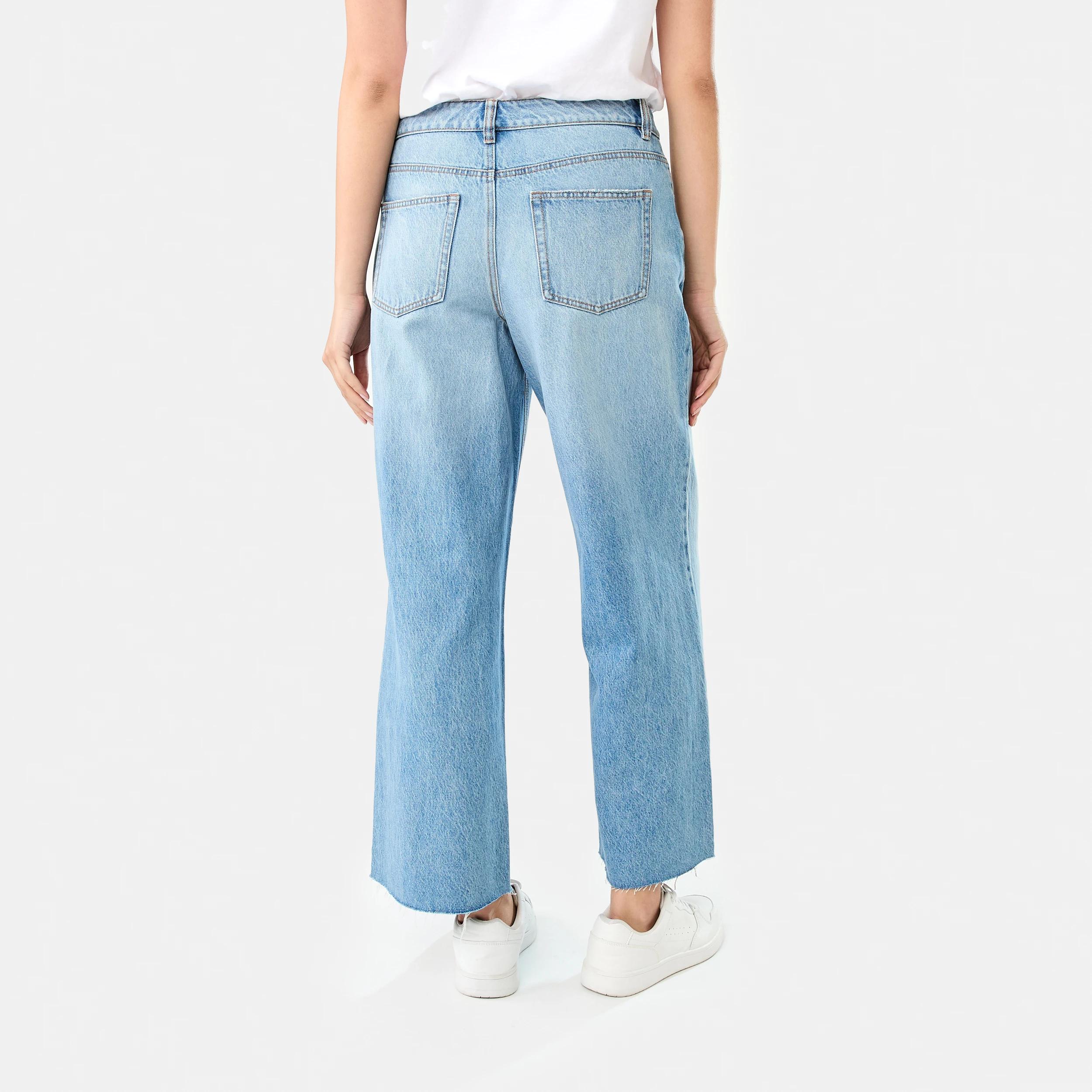 4 Wide Leg Raw Hem Jeans MID WASH, 4 of 9