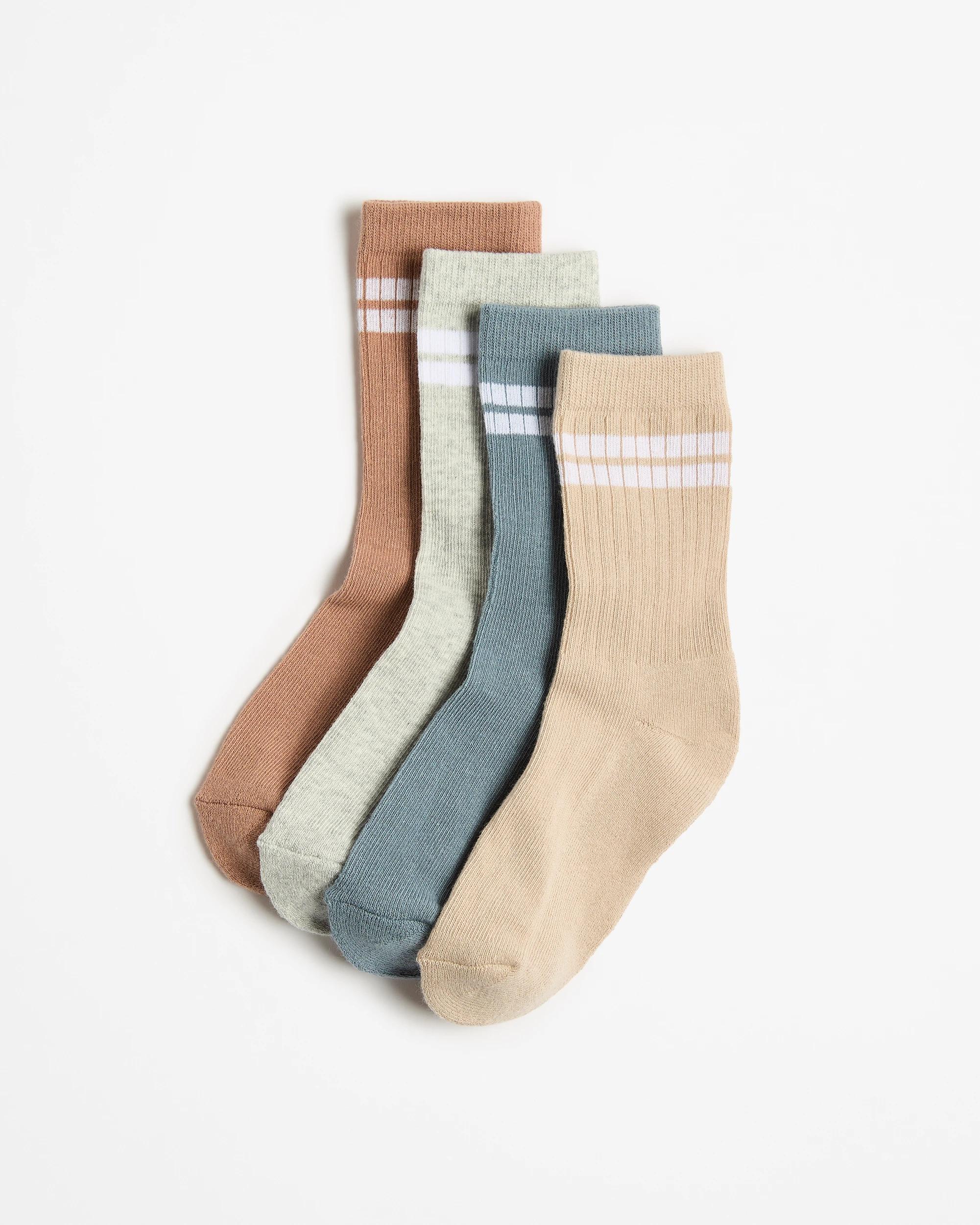 1 Australian Cotton Blend Boys Crew Cut Socks 4 Pack - Maxx BOYS RETRO STRIPE, 1 of 3