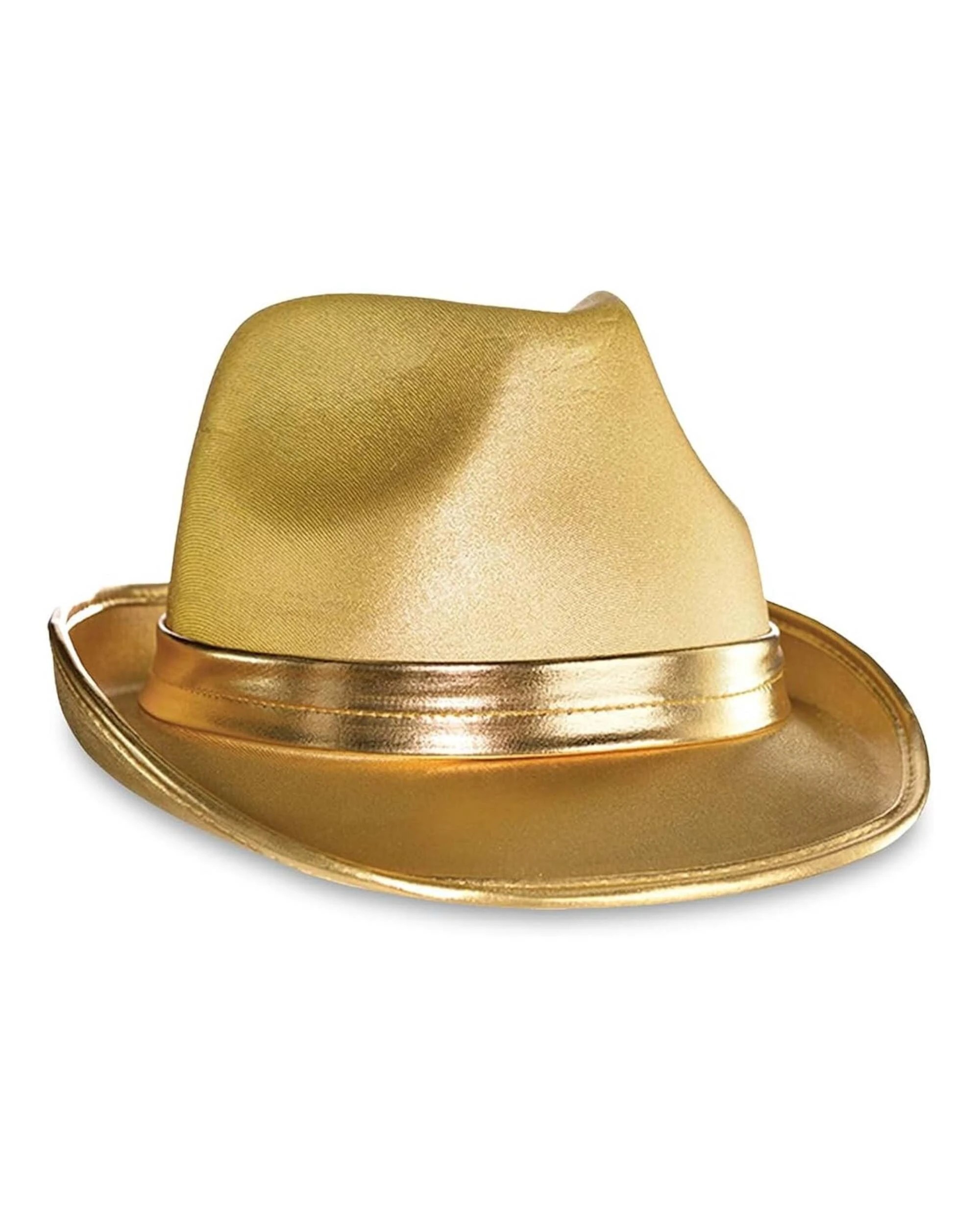 1 Amscan Inc. Shiny Adult Fedora Hat - One Size - Gold, 1 of 2