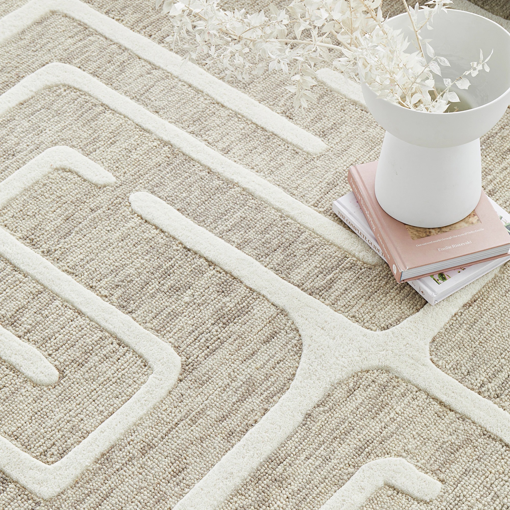 3 Common Ground Rugs Lumina Maze 225x155cm - Medium Wool Rug - Beige, 3 of 7
