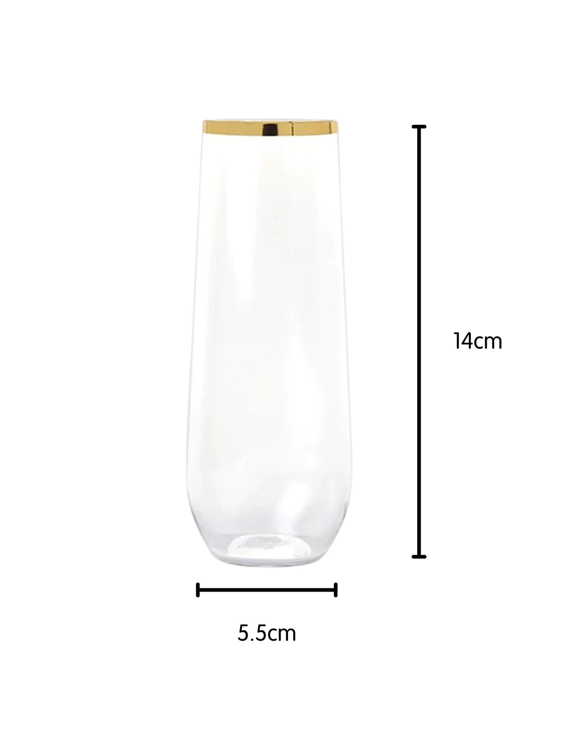 3 Partyware Gold Trim Plastic Stemless Champagne Glasses 250ml Pack of 4 - Clear, Gold, 3 of 3