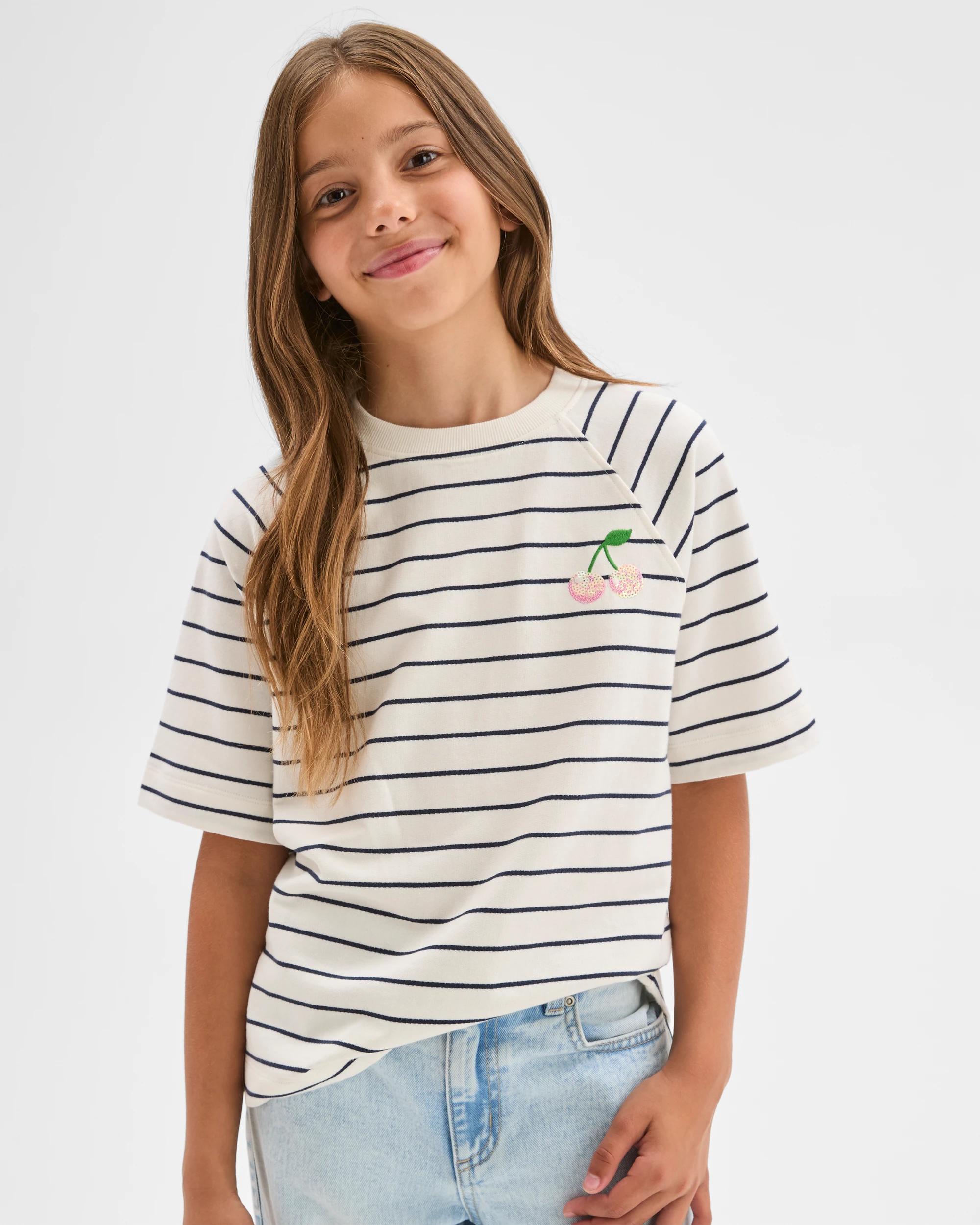 2 Target Kids Australian Cotton French Terry T-Shirt STRIPE CREAM, 2 of 6