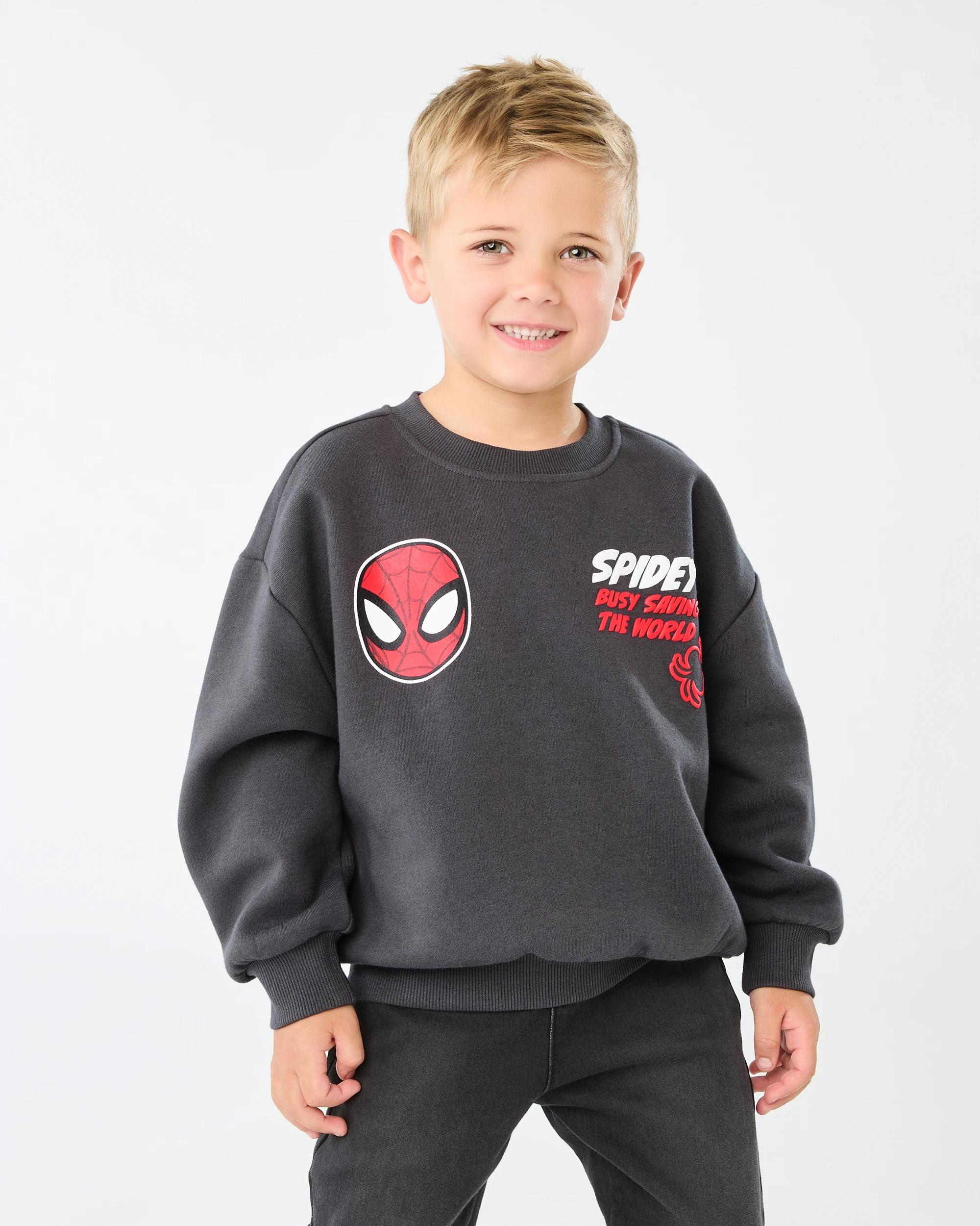 1 Spider-Man License Print Crew Neck Sweatshirt Spiderman, 1 of 8