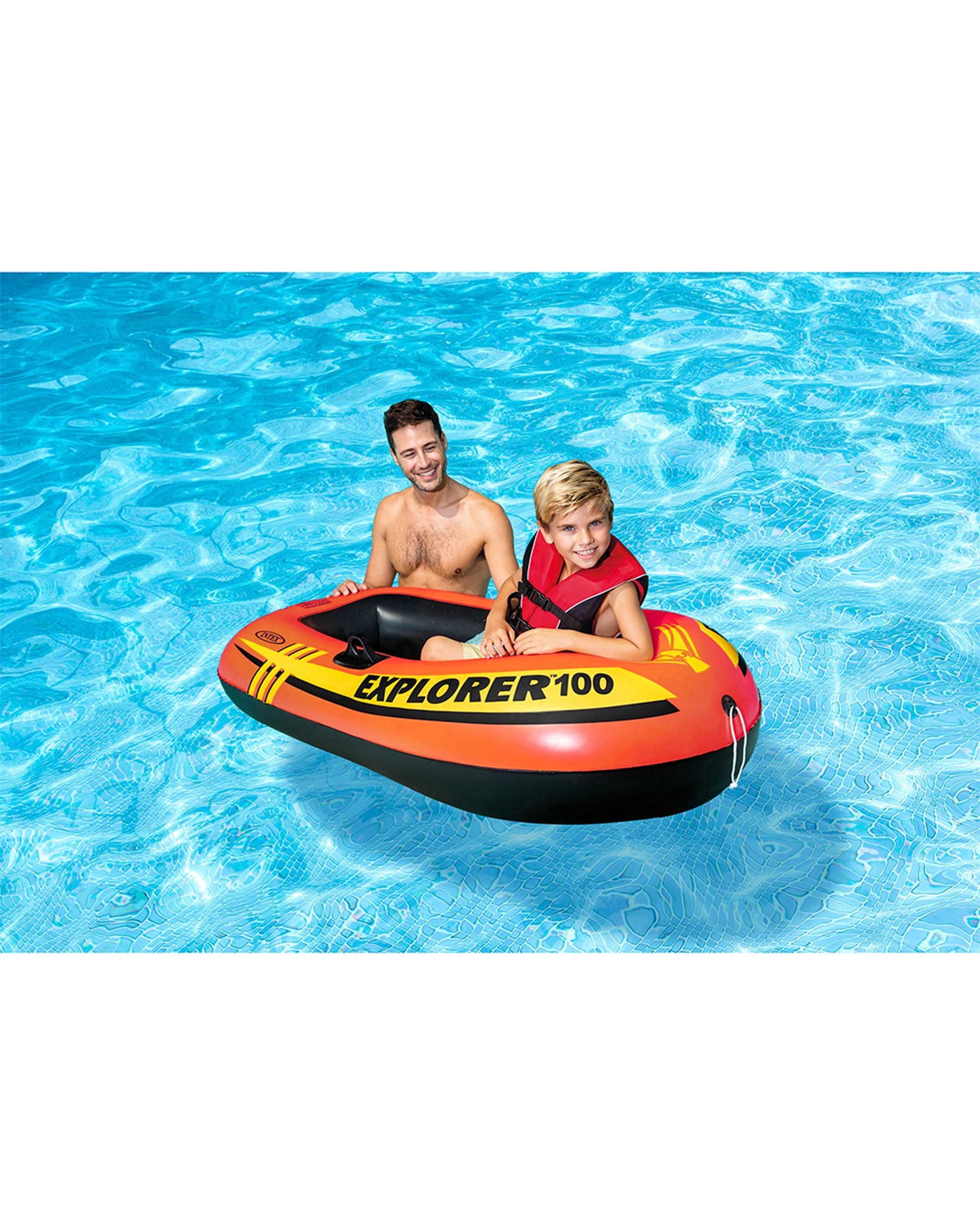 3 INTEX Explorer 100 Inflatable Boat Two Air Chambers Inflatable Floor Welded - Orange, 3 of 5