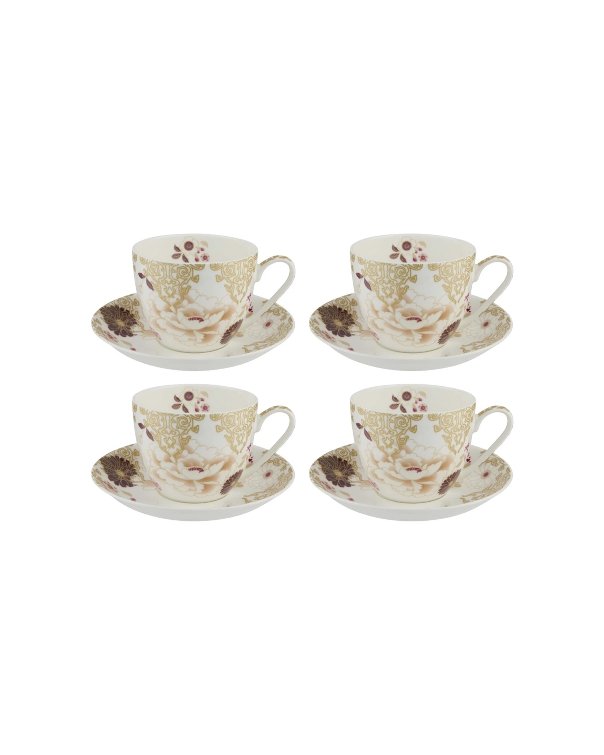 1 Maxwell Williams 4x Kimono Cup and Saucer Bone China Set 480ml - Multi, 1 of 4