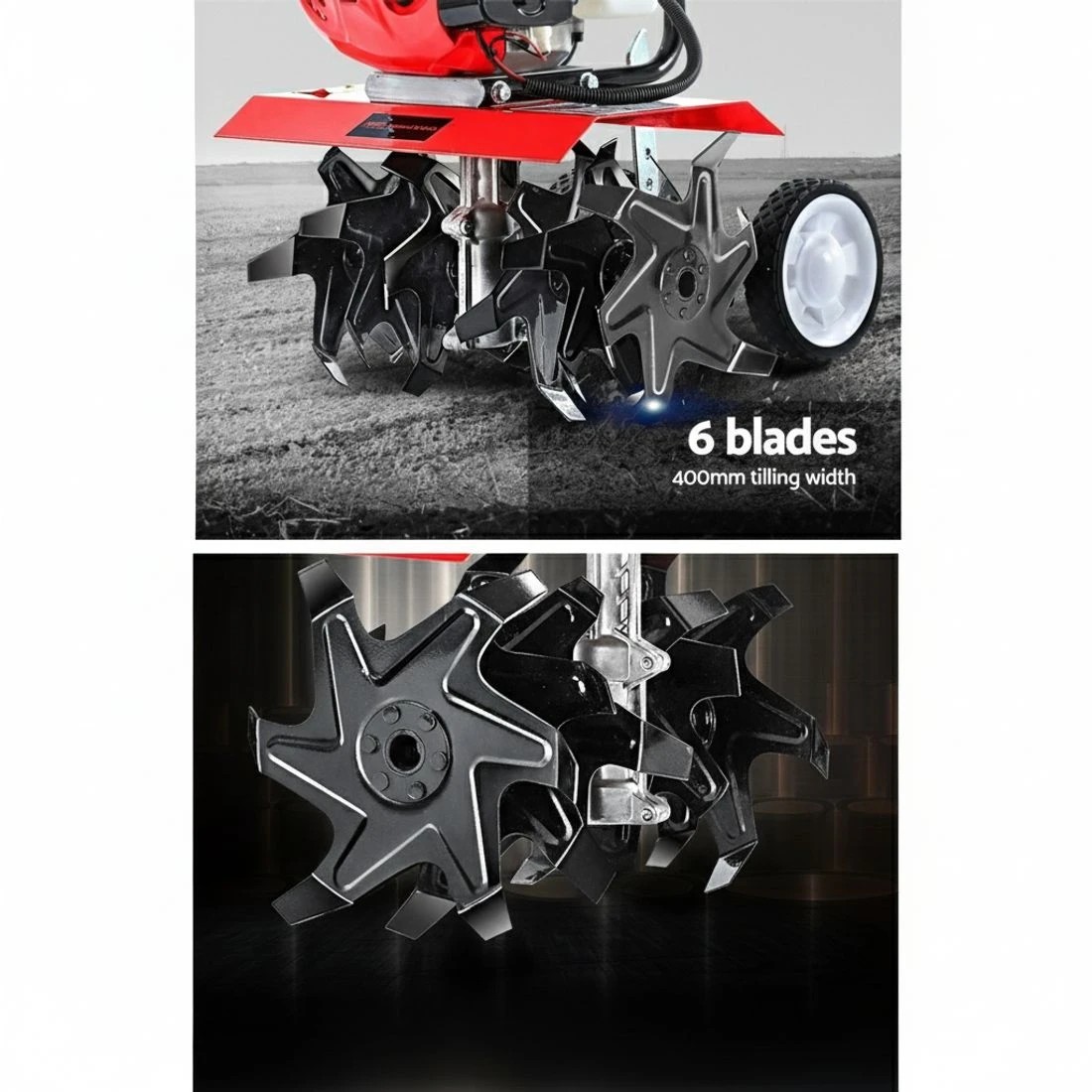 5 Giantz 65CC Tiller Rototiller Garden Cultivator 6 Blades Soil Power Rotary Hoe - Multi, 5 of 7