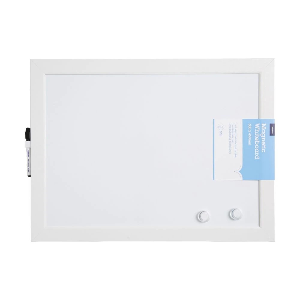 3 J.Burrows Magnetic Timber Whiteboard 45 x 60cm White, 3 of 3
