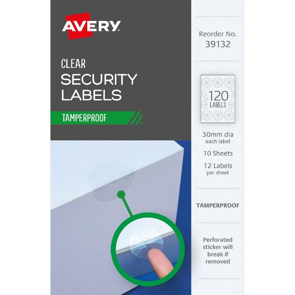 1 Avery Tamper Proof Labels 30mm 12 Sheets, 1 of 1