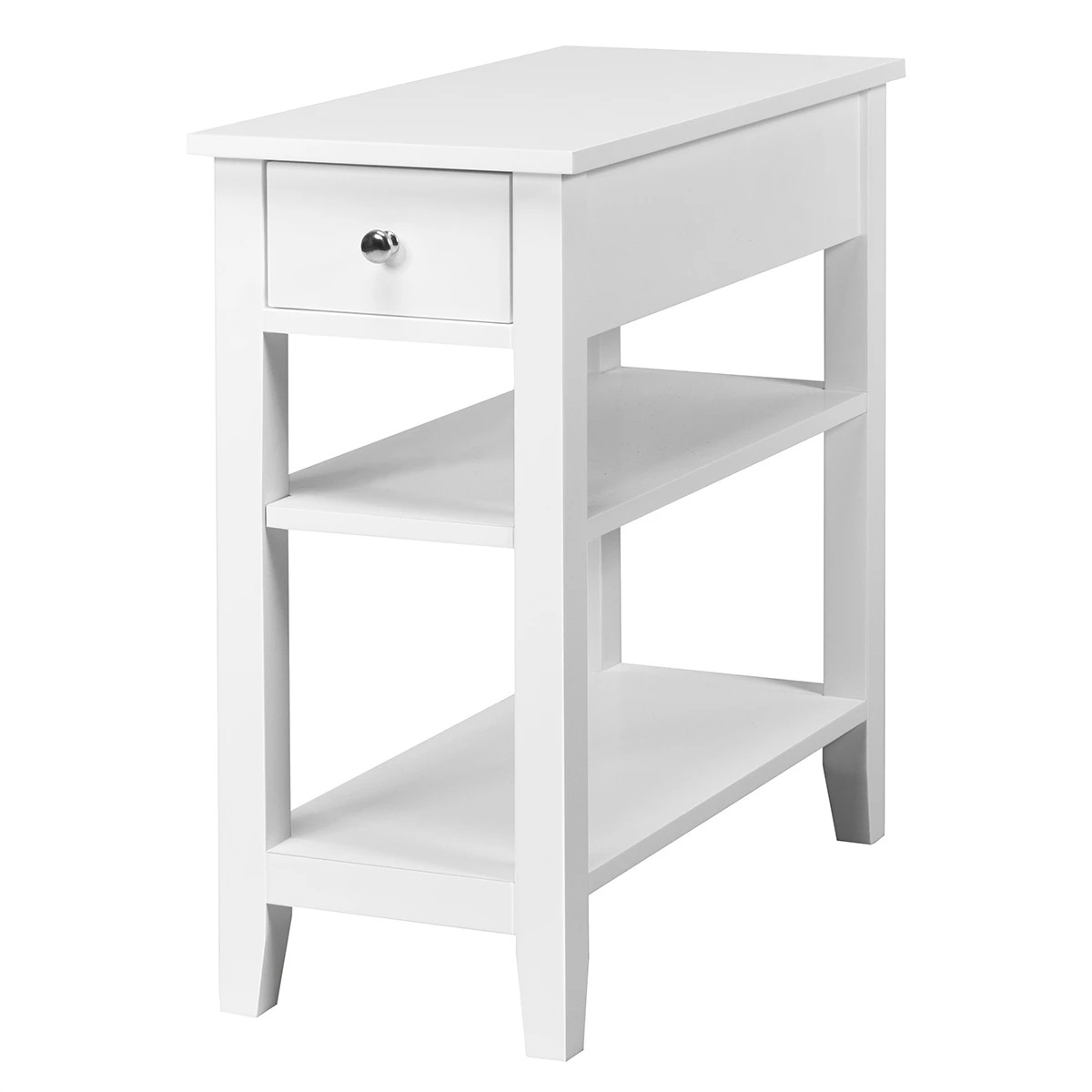 1 Costway 3-Tier Wood Bedside Table End Side Table w/Drawer & Open Shelf, 1 of 1