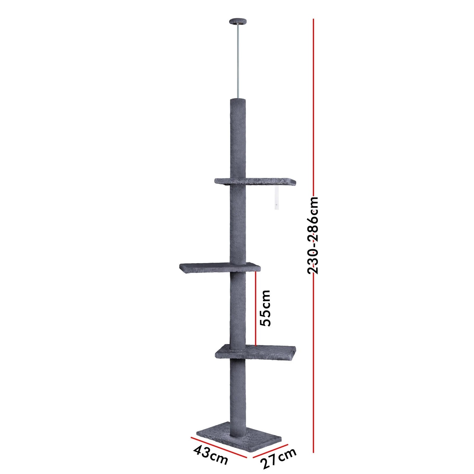 3 Beastie Cat Tree Scratching Post Scratcher Tower Condo House 230-286cm - Grey, 3 of 6