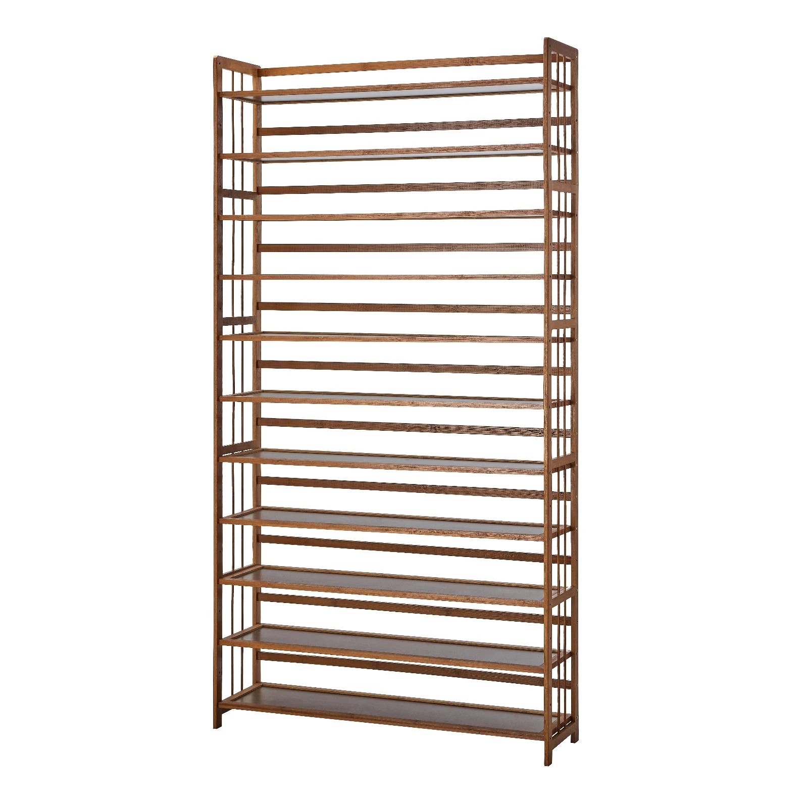 1 Oikiture Shoe Rack Storage Organizer Bamboo Stand 11 Shelves
 - Brown, 1 of 9