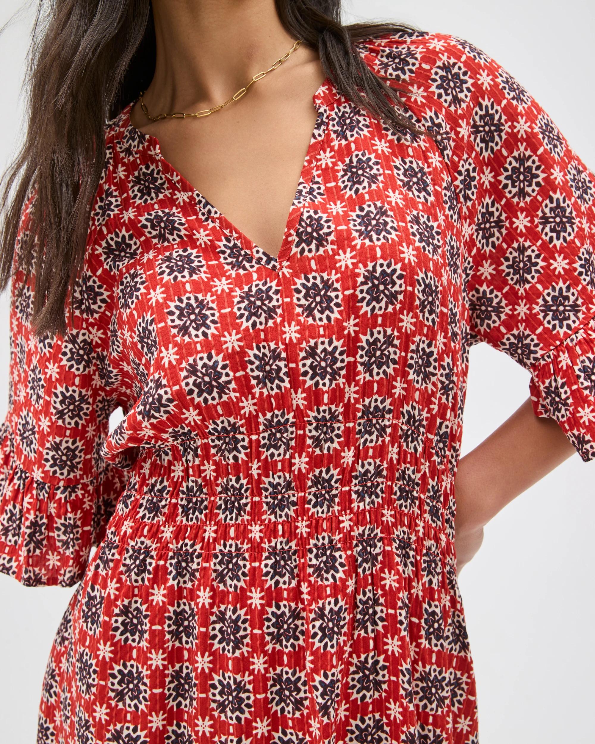 5 Target Woman Short Sleeve Frill Detail Mini Dress MULTI MOSAIC PRINT, 5 of 6