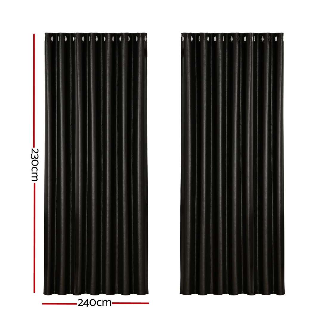 2 Artiss 2X Blockout Curtains Eyelet 240x230cm Shine - Black, 2 of 6