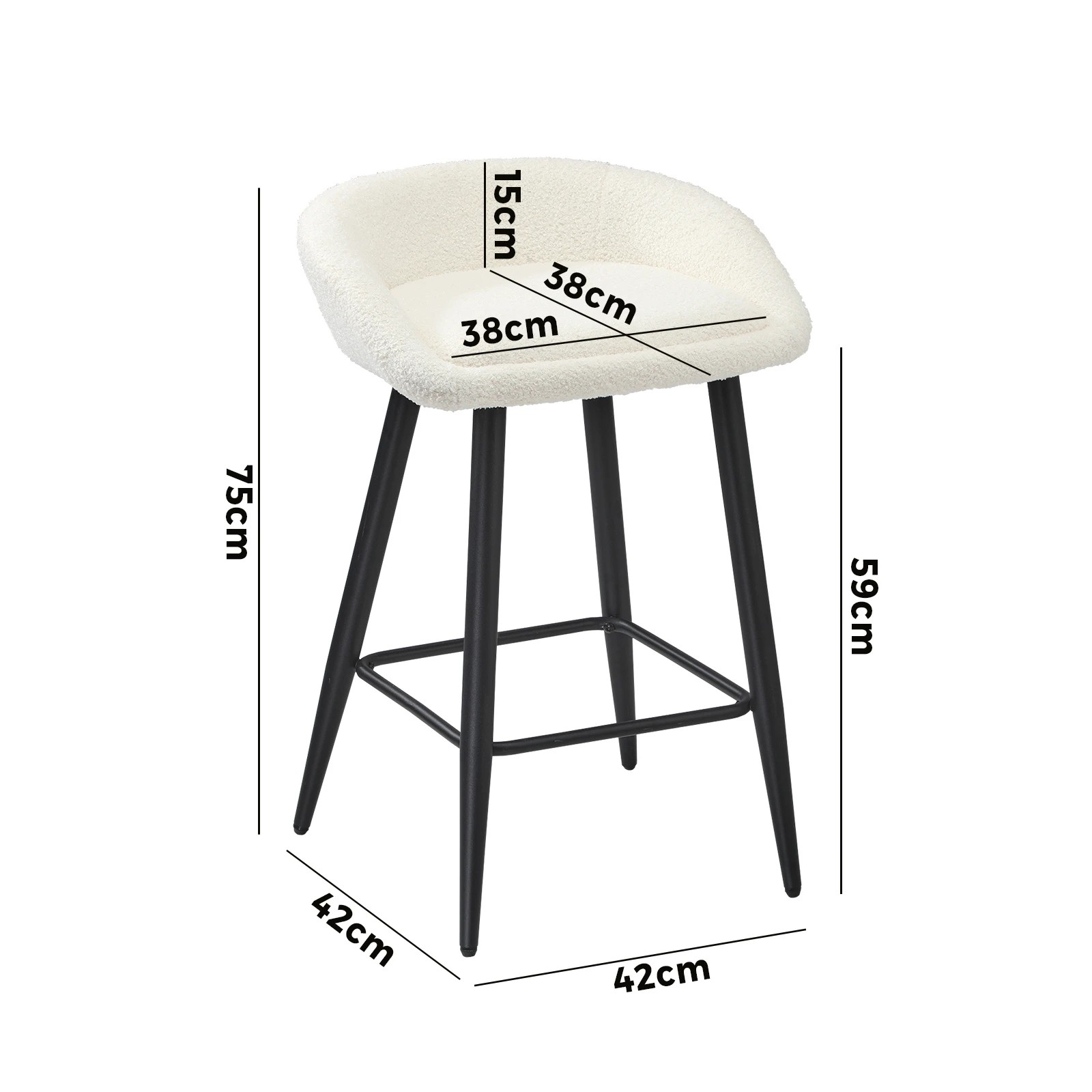10 Oikiture Bar Stools Set Of 4 Kitchen Dining Chairs Counter Stool Boucle
 - White, 10 of 10