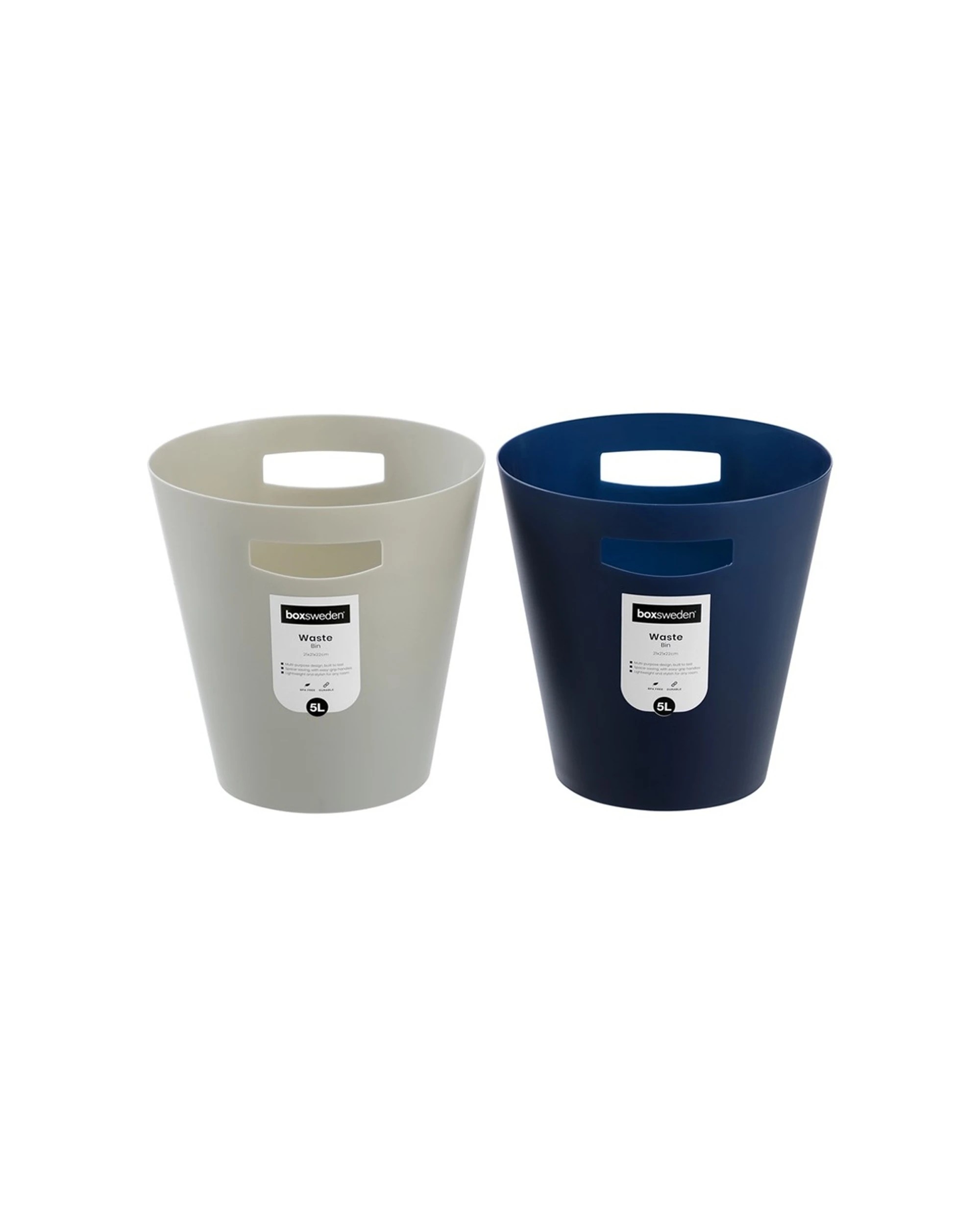 2 Boxsweden Waste Bin Rubbish Trashcan With Handle Compact 5L - Multi, 2 of 8