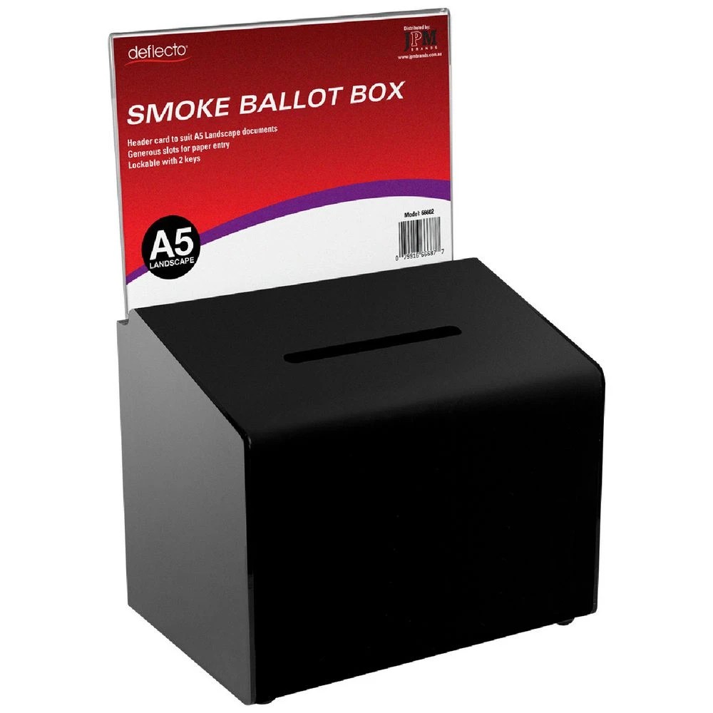 1 Deflecto Ballot/Donation Box A5 Landscape Black, 1 of 1