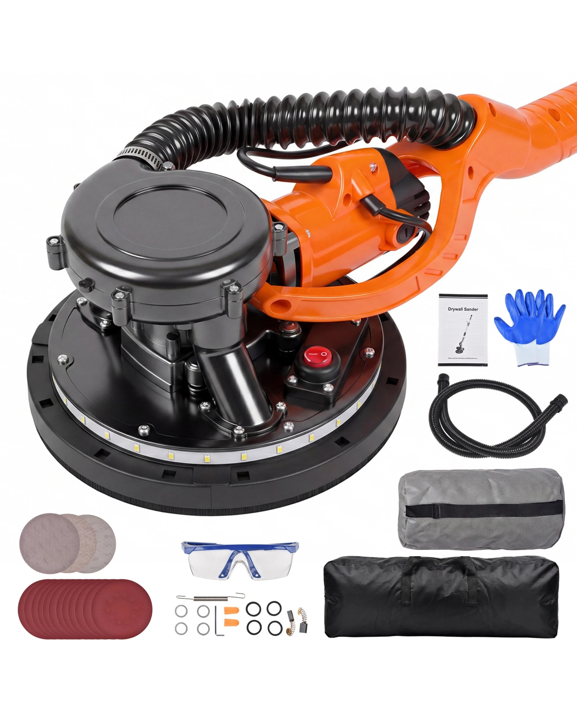 10 Advwin Drywall Sander 950W Electric Drywall Sander Vacuum 7-Level Speed 1000-2300RPM - Orange, 10 of 10