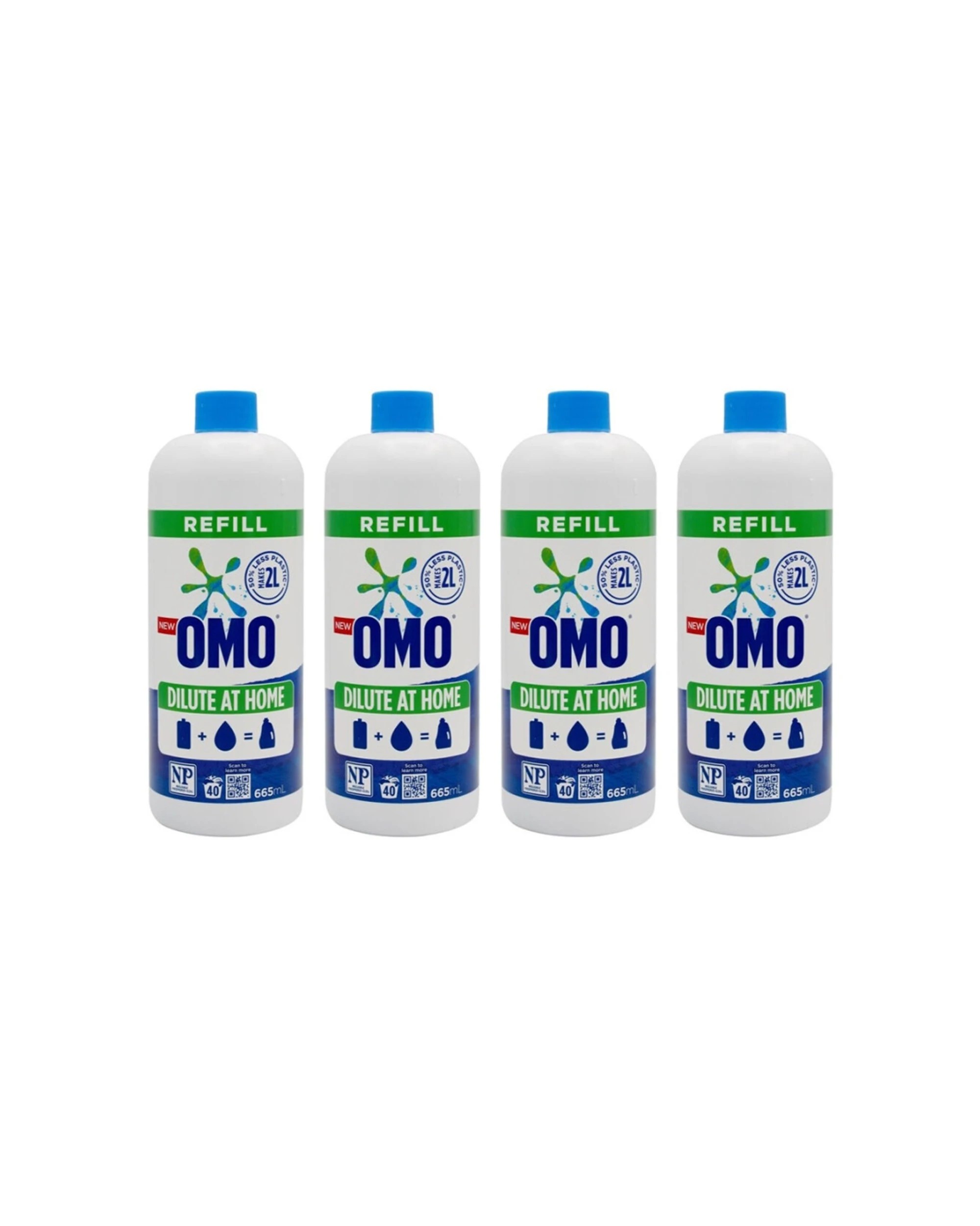4 Omo Dilute At Home Refill Laundry Liquid Detergent 4PK 655ml Concentrated - White, 4 of 6