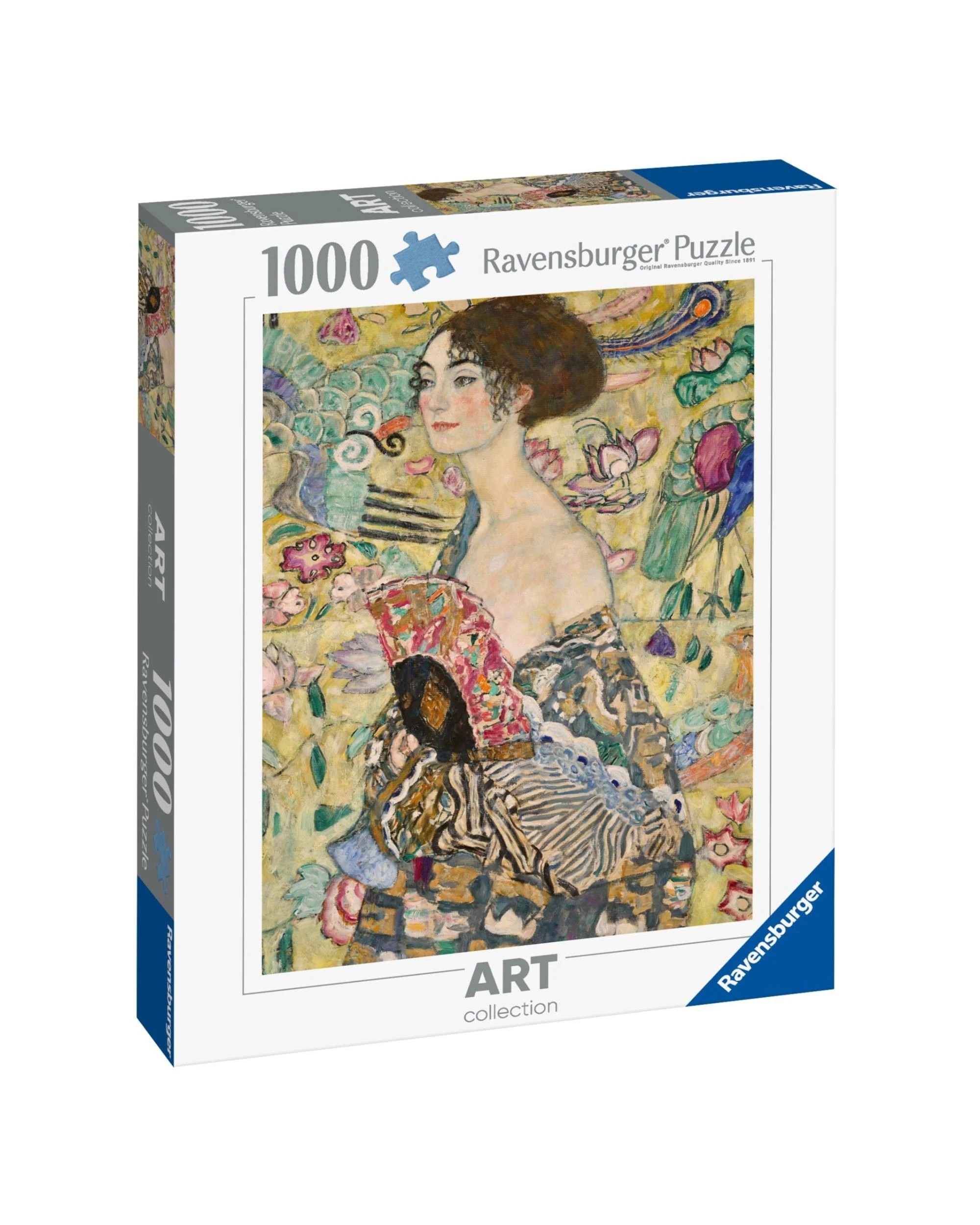 1 Ravensburger Art Collection Klimt Lady with a Fan 1000 Piece Jigsaw Puzzle, 1 of 3
