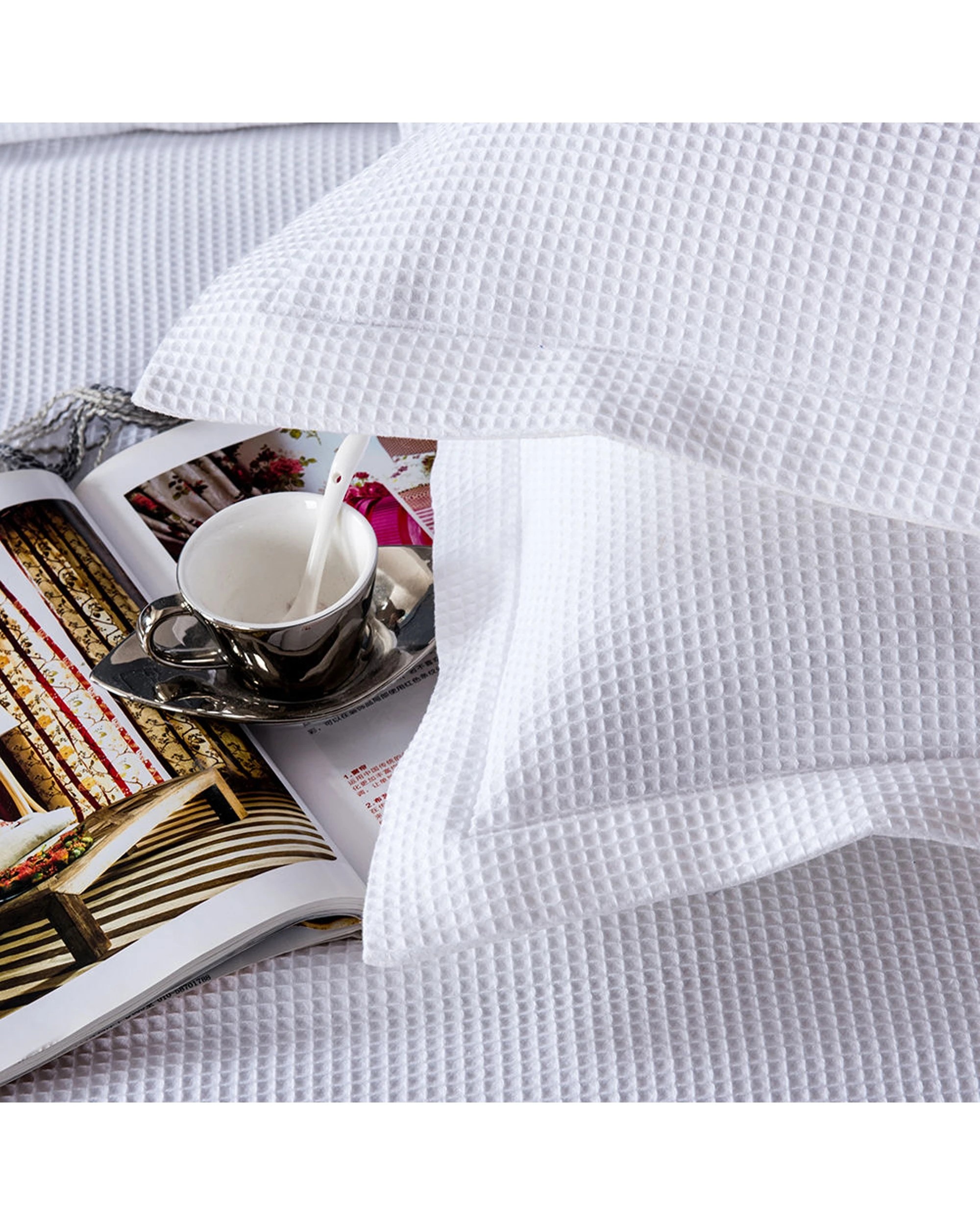 3 Cotton More 100% Premium Cotton Waffle Quilt Cover Set 5cm King - White, 3 of 4