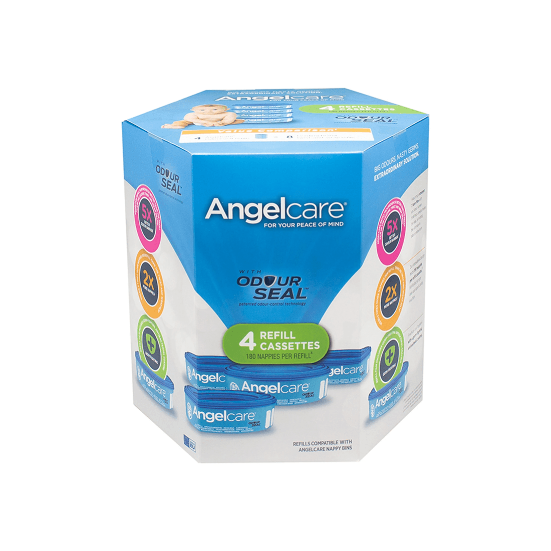 5 Angelcare 4pk Baby Nappy Diaper Disposal Cassette Refills
 - Blue, 5 of 9