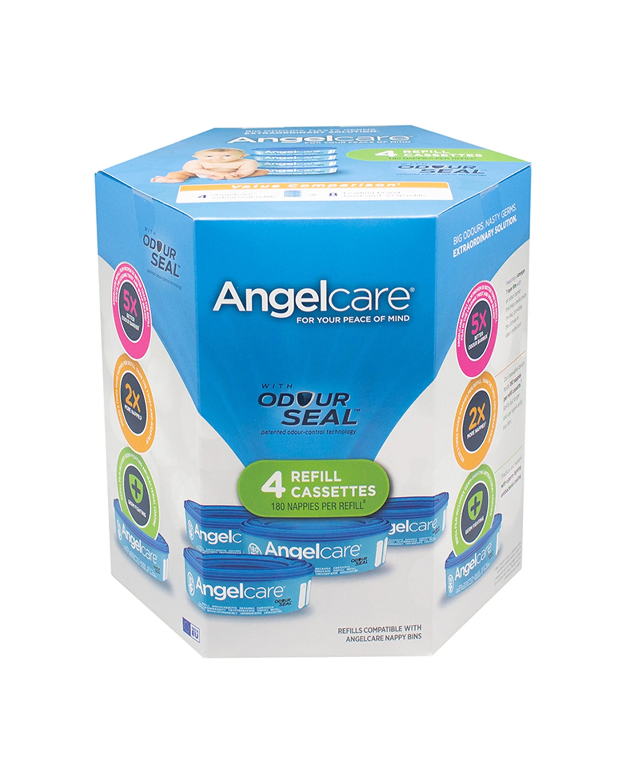5 Angelcare 4pk Baby Nappy Diaper Disposal Cassette Refills
 - Blue, 5 of 9