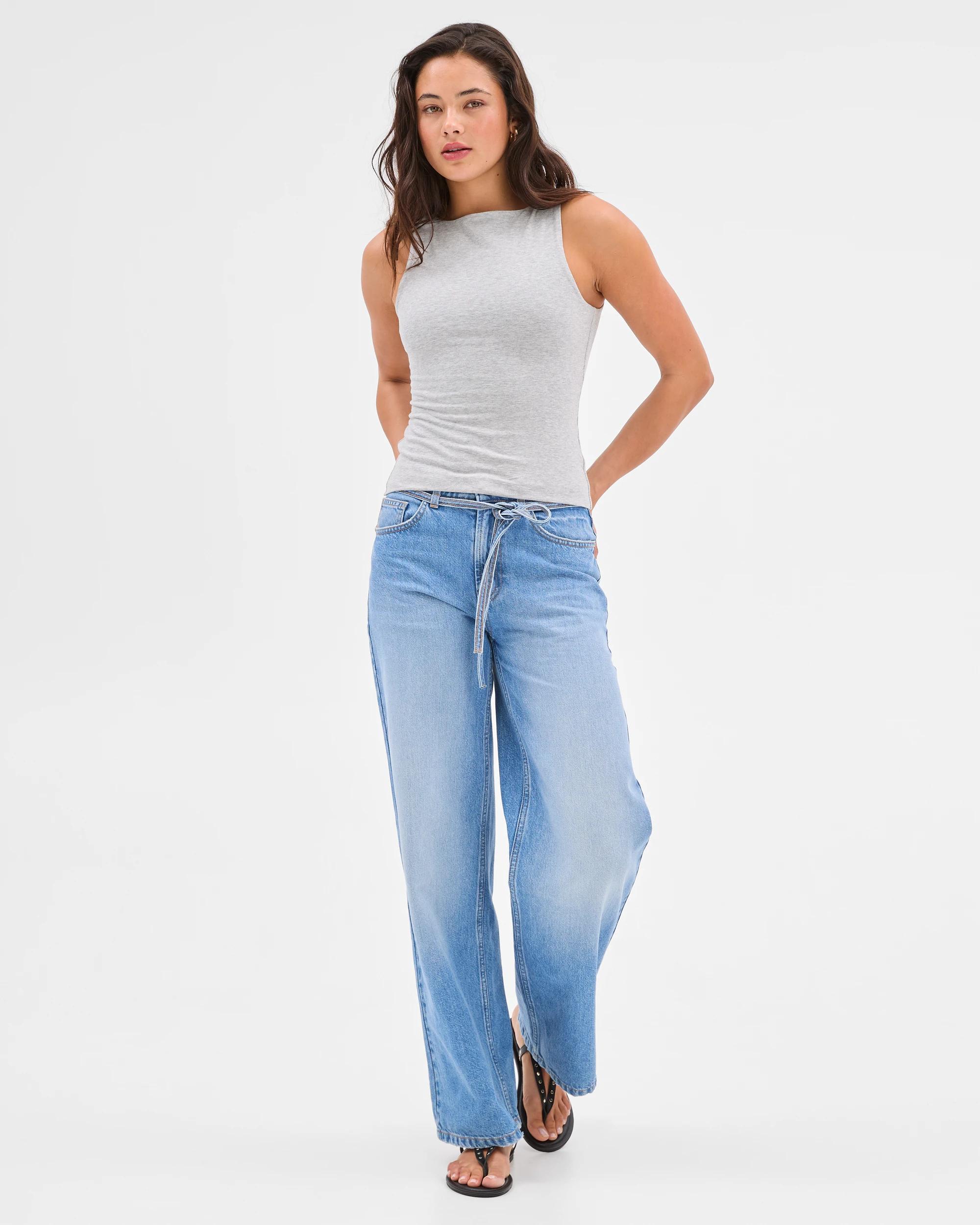 6 Australian Cotton Double Layer Boat Neck Tank Top - Lily Loves GREY MARLE, 6 of 6