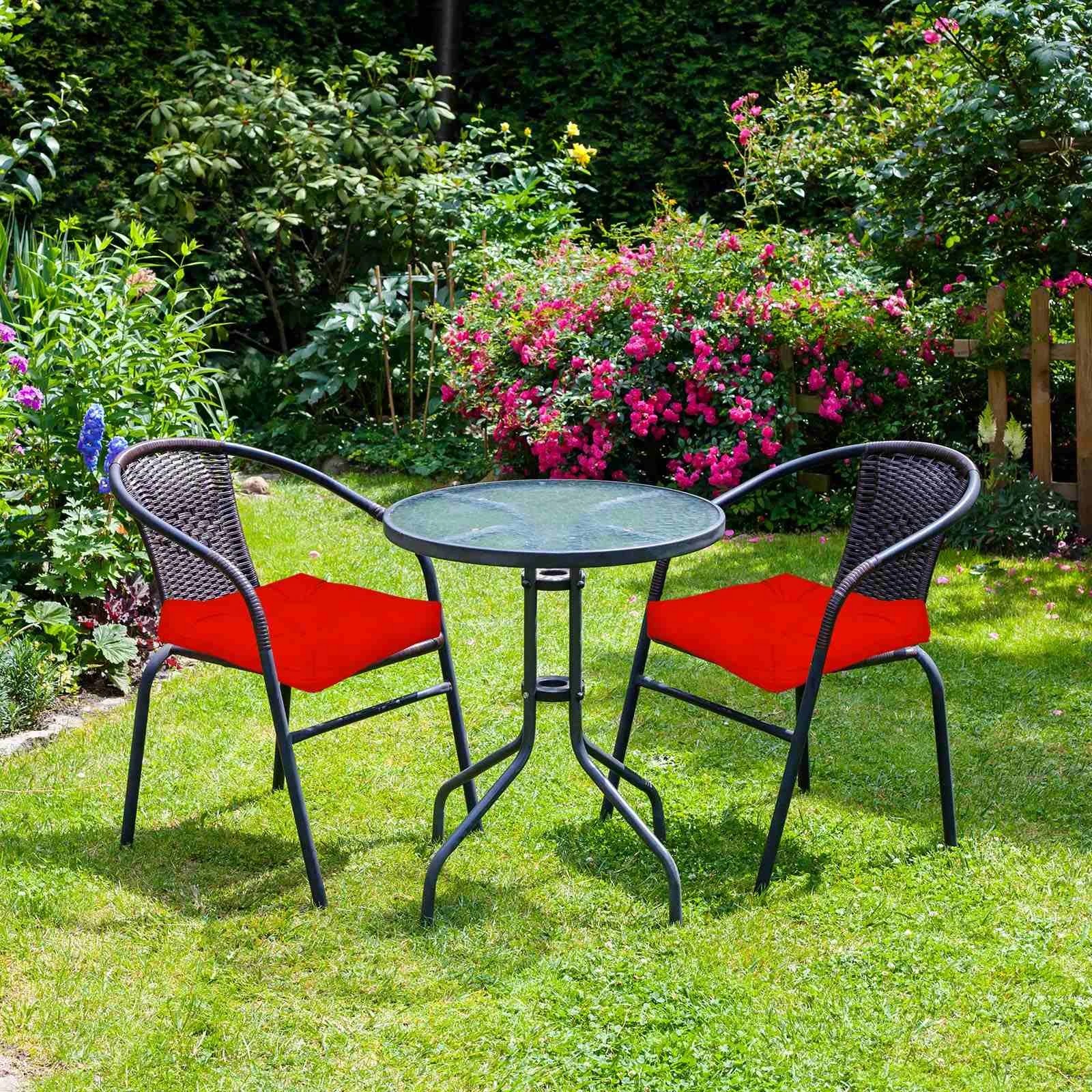 3 Costway 2x 53x53cm Patio Cushions Seat Cushions Garden Square Chair Cushion Indoor/Outdoor - Red, 3 of 3