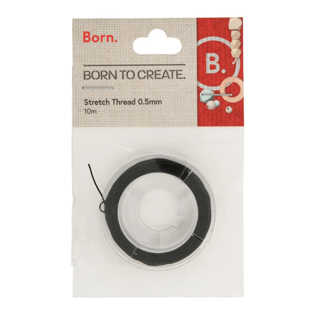 1 Born 0.5mm Stretch Thread 10m Black, 1 of 2