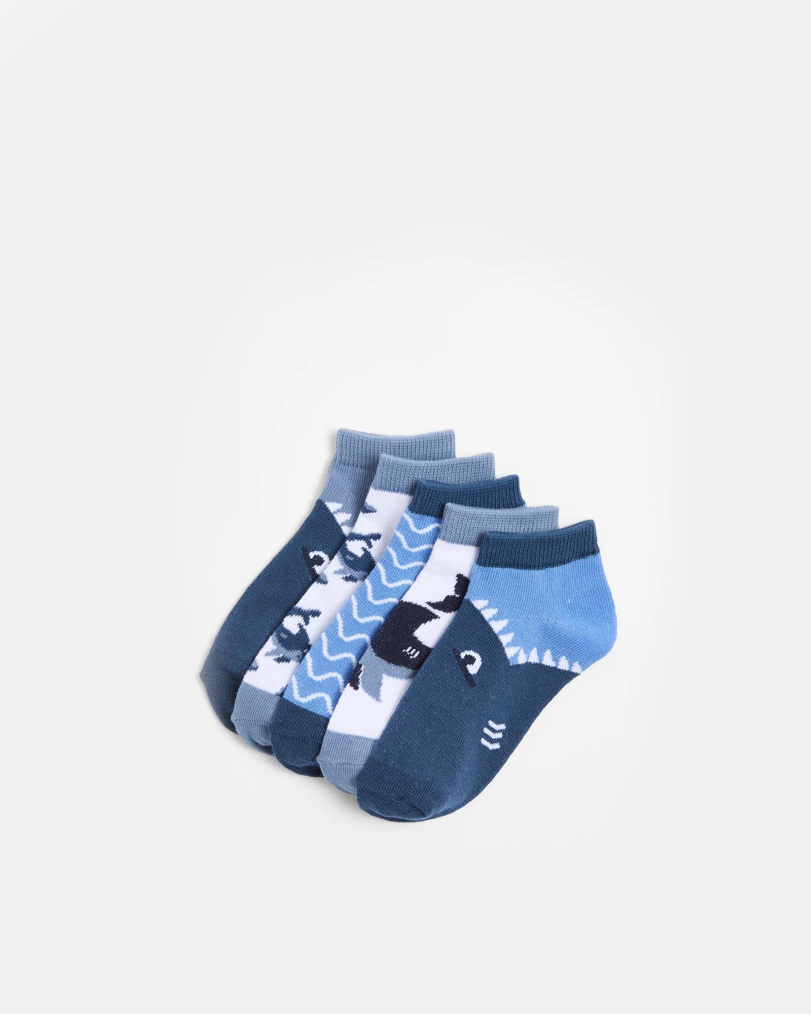1 Low Cut Sharks Socks 5 Pack - Maxx BLUE, 1 of 3