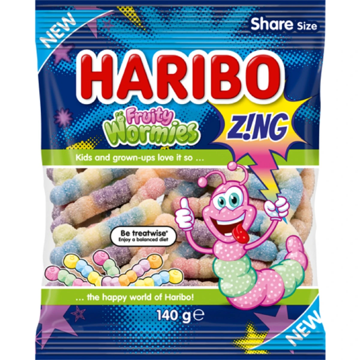 1 Haribo Fruity Wormies 140g, 1 of 3