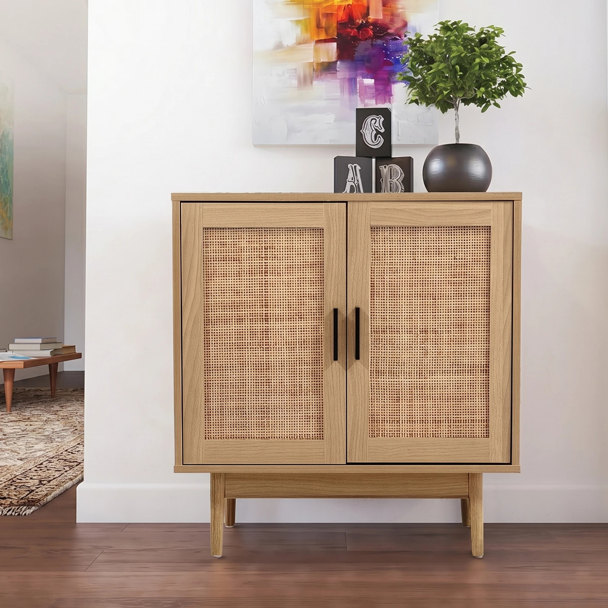 3 Artiss 2x Buffet Unit Cabinet Sideboard Rattan - Natural, 3 of 9
