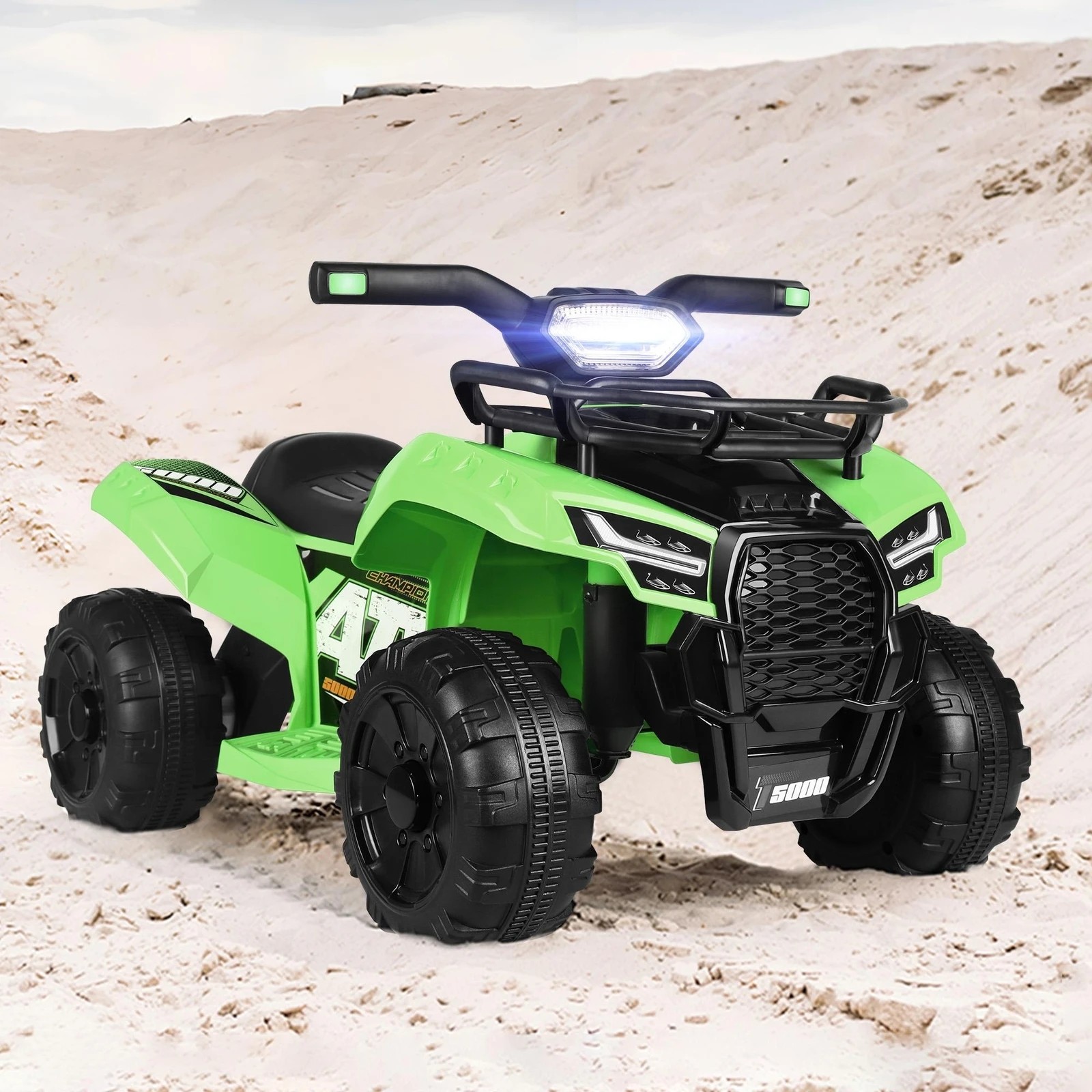 3 Alfordson Kids Ride On Car Electric ATV Toy 25W Motor W/ USB MP3 LED Light - Green, 3 of 10