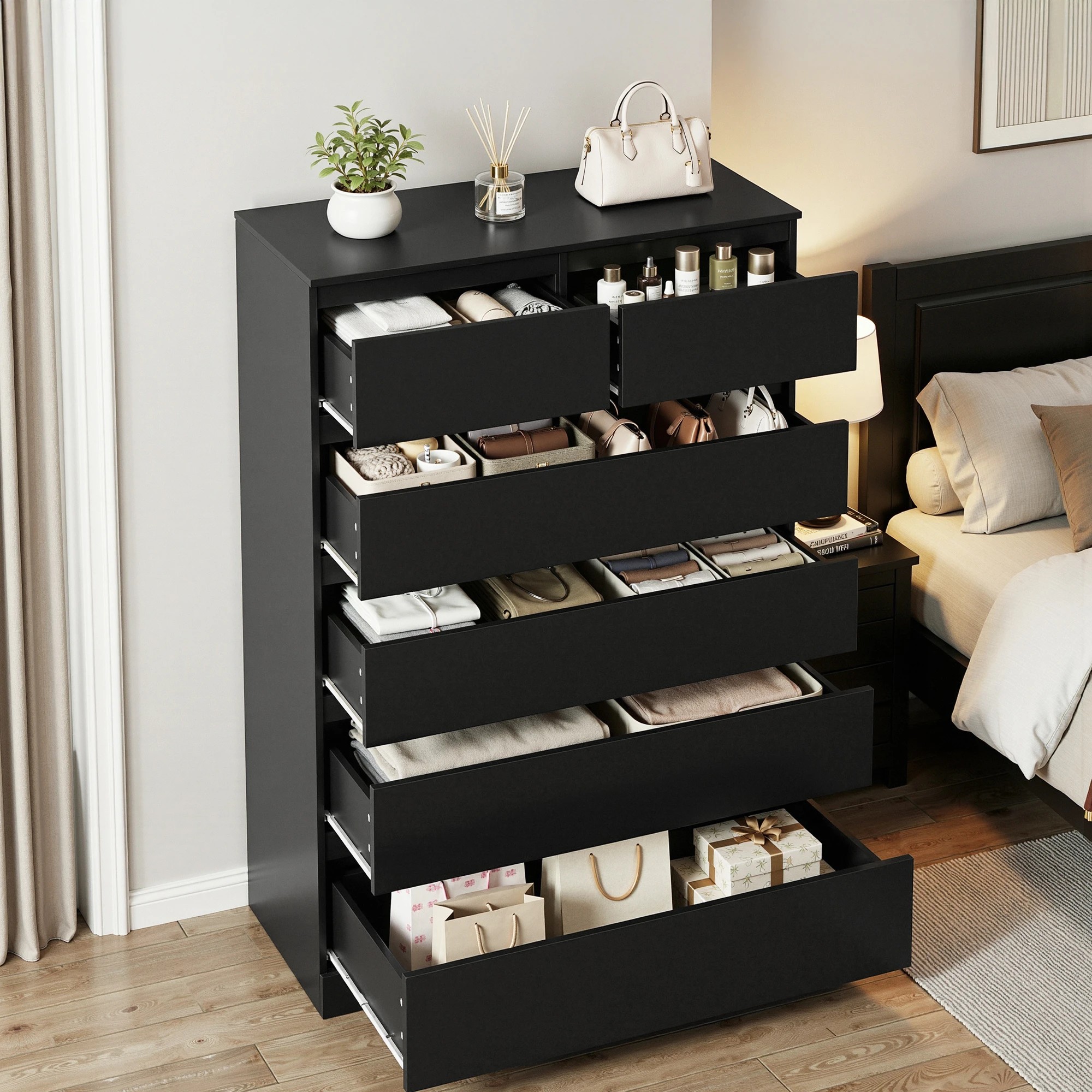 5 Artiss 6 Chest of Drawers Tallboy PEPE - Black, 5 of 10