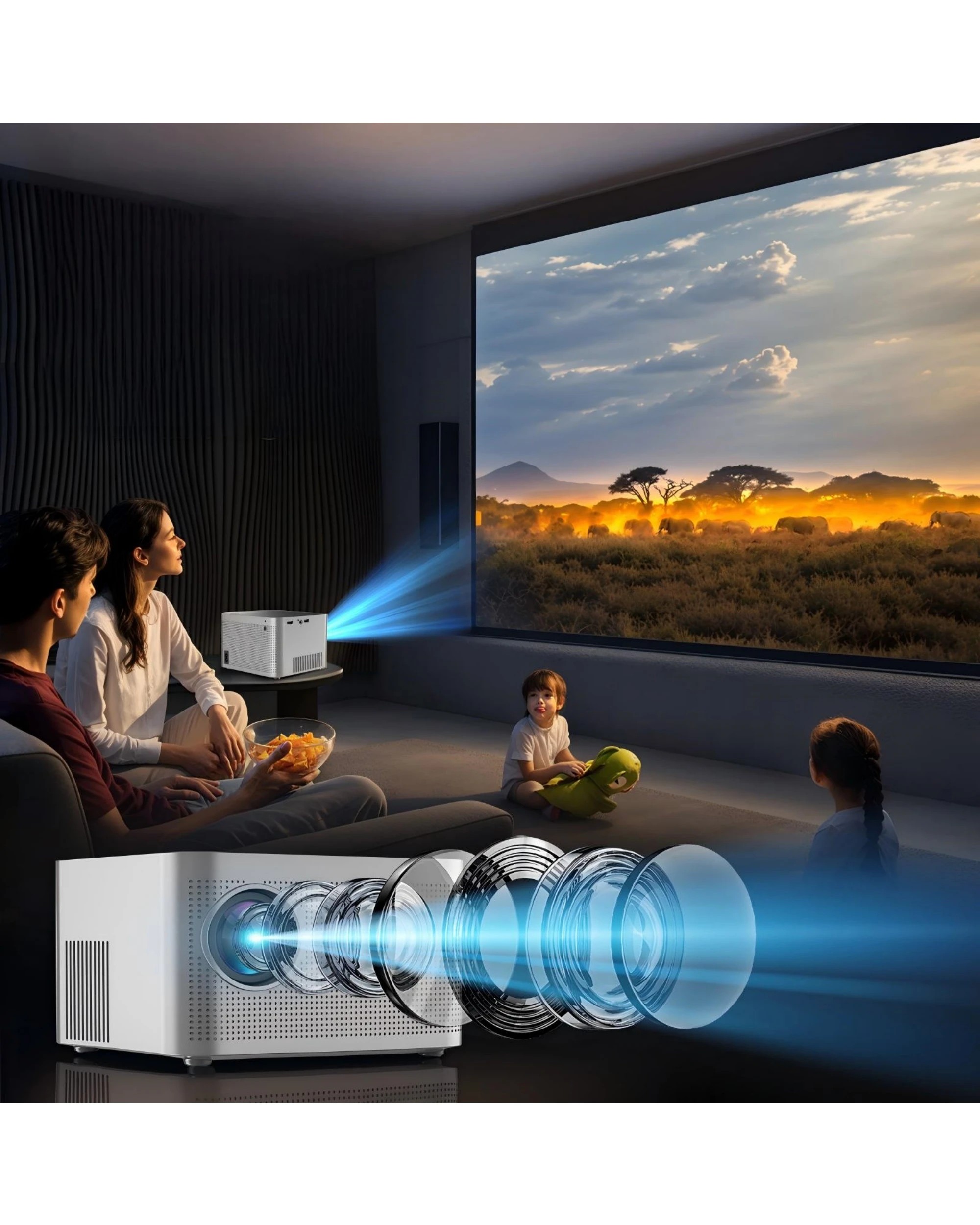 2 Advwin Movie Projector 4K Support with Dual Band WiFi 6 BT 5.0 Remote Control - Silver, 2 of 6