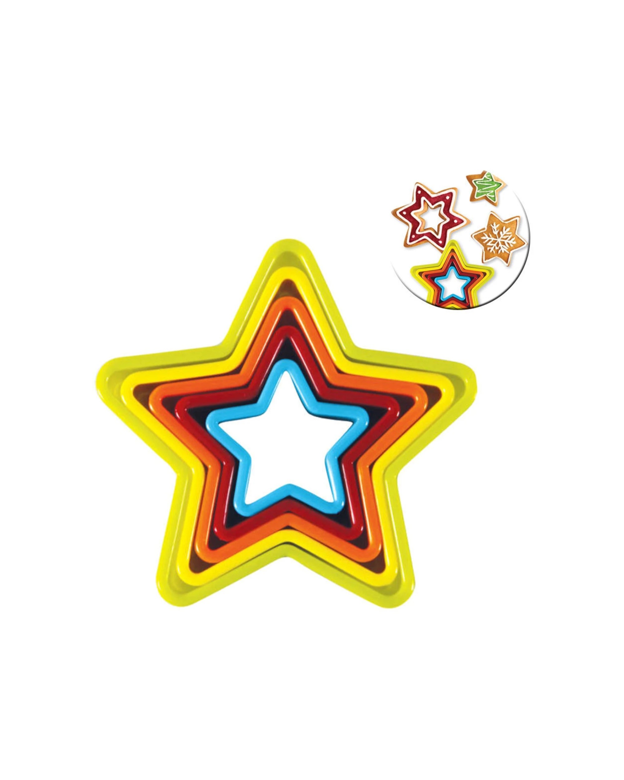 2 Avanti 5pc Star Cookie Cutter Set Twist Lock Container Dishwasher Safe - Multi, 2 of 2