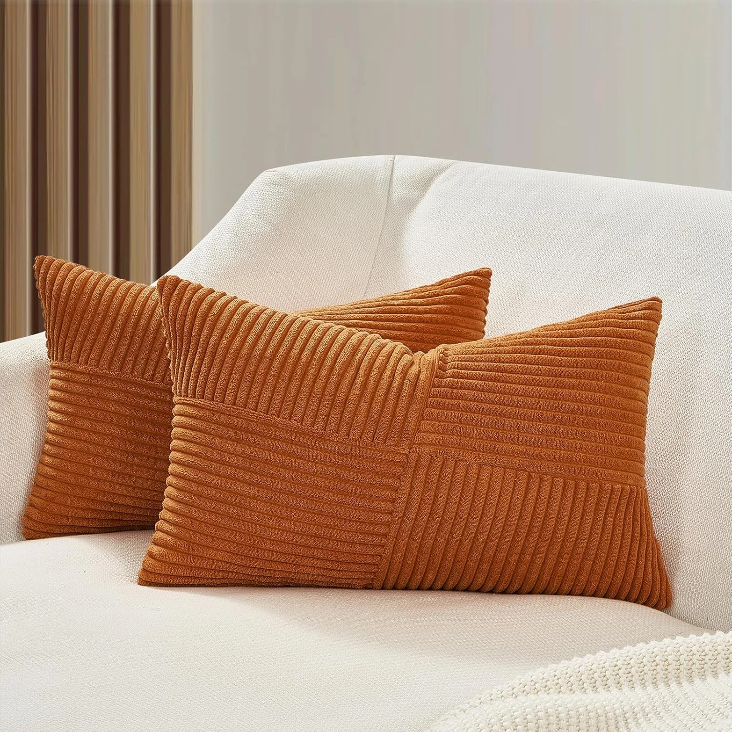 1 Gioia Casa 2-Pack Corduroy Windmill Inspired Cushion Covers 30x50cm - Terracotta, 1 of 2