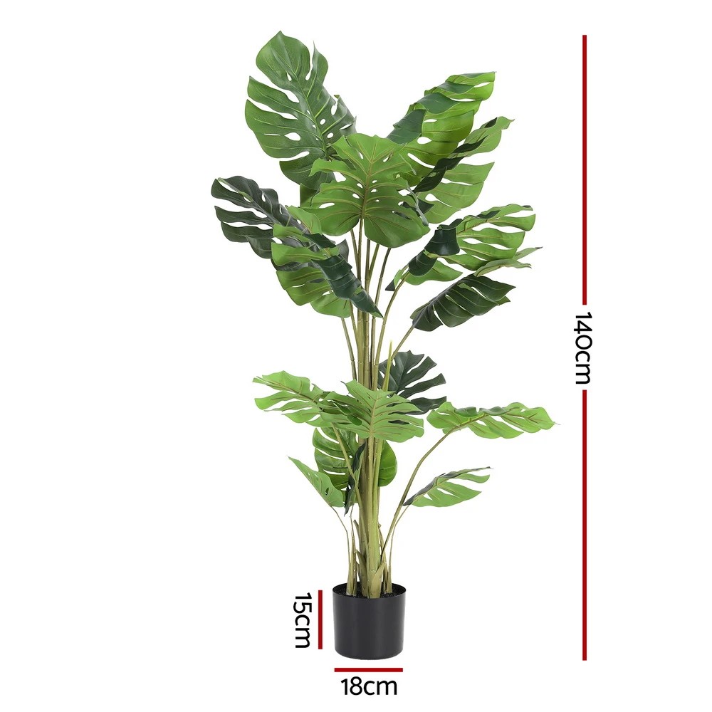 2 Artiss 140cm Artificial Monstera Tree Faux Trees Indoor Decor Artificial Plants Lifelike Plant 1.4M - Green, 2 of 9