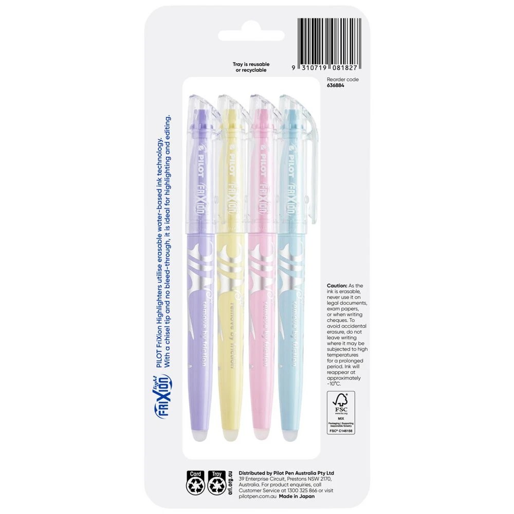 2 PILOT FriXion Light Pastel Erasable Highlighter Assorted 4Pk, 2 of 6