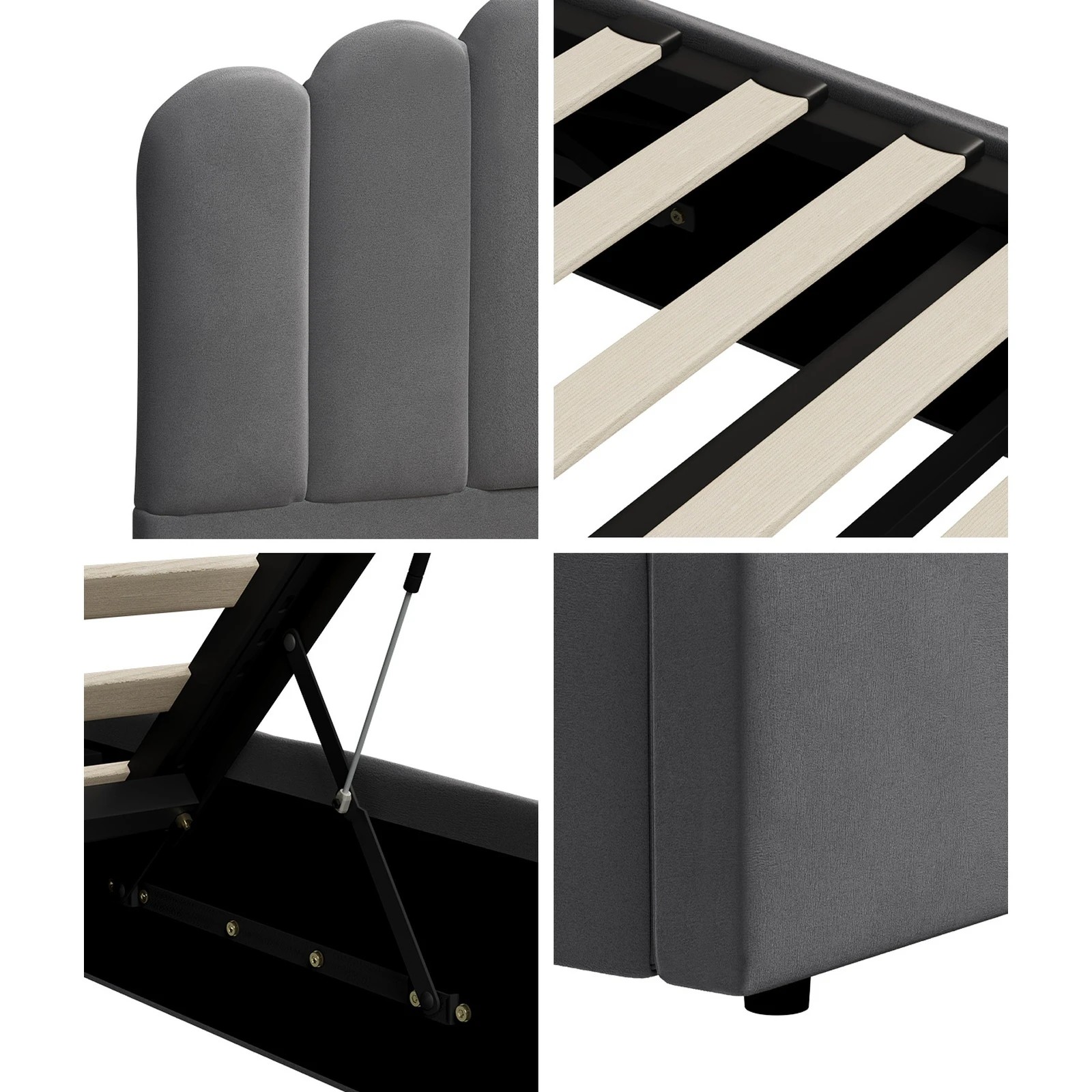 6 Oikiture Bed Frame King Size Gas Lift Bed Base With Storage Klon
 - Grey, 6 of 10