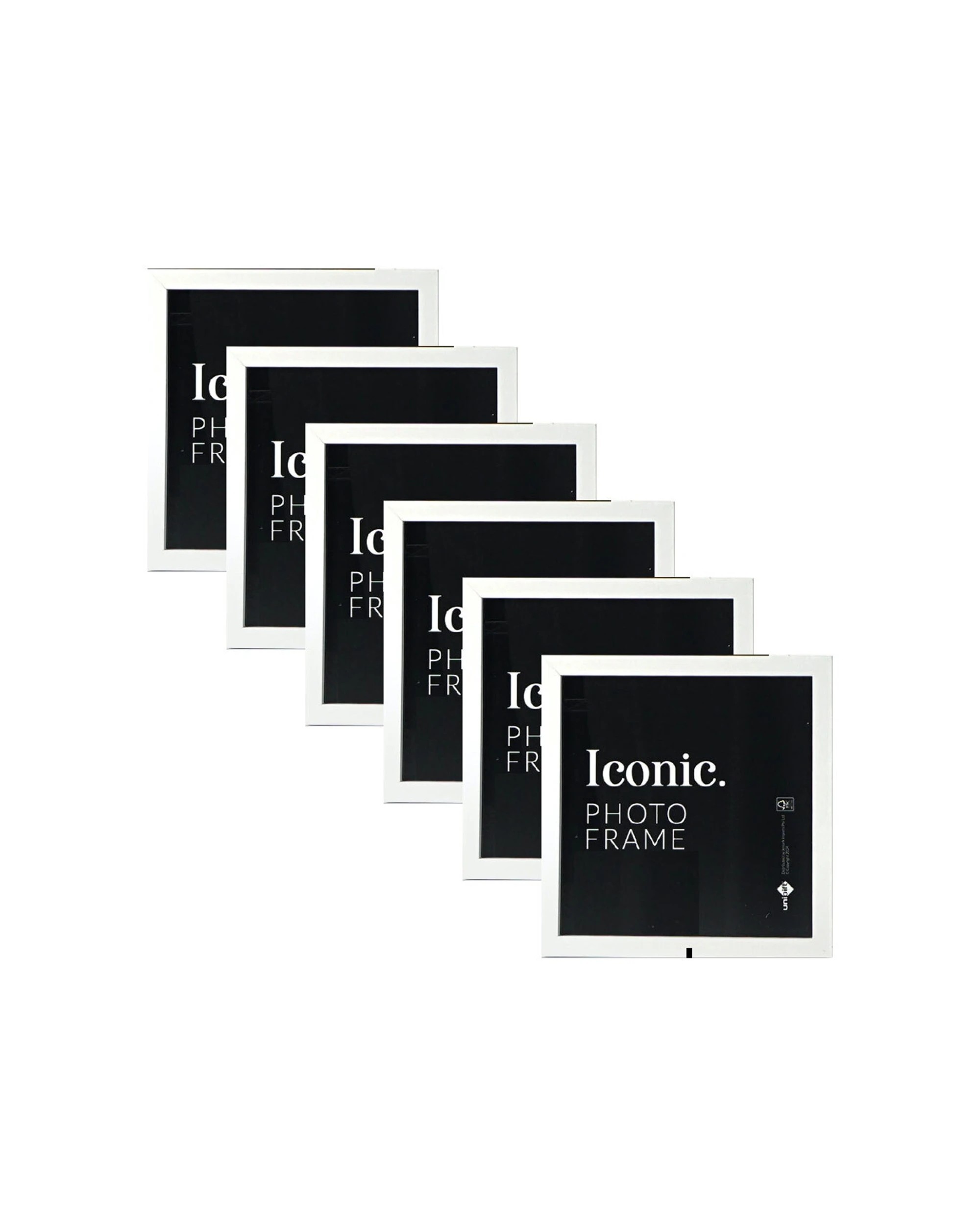 1 Unigift 6PK Iconic MDF Glass Photo Frame Picture Holder Home Decor 30x30cm - White, 1 of 1