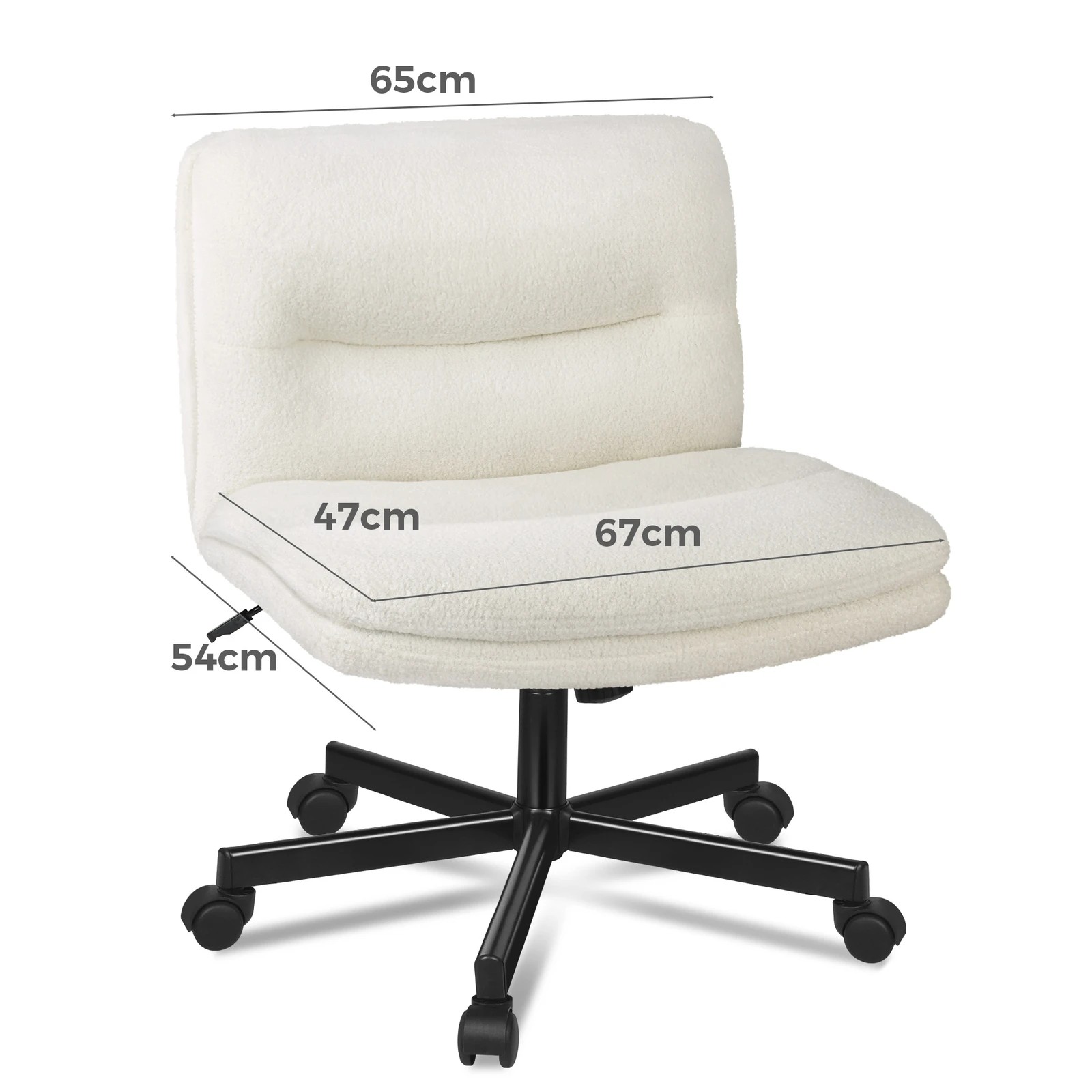 6 Alfordson Desk Chair Office Computer Armless Wide Seat Mid Back Boucle - White, 6 of 7