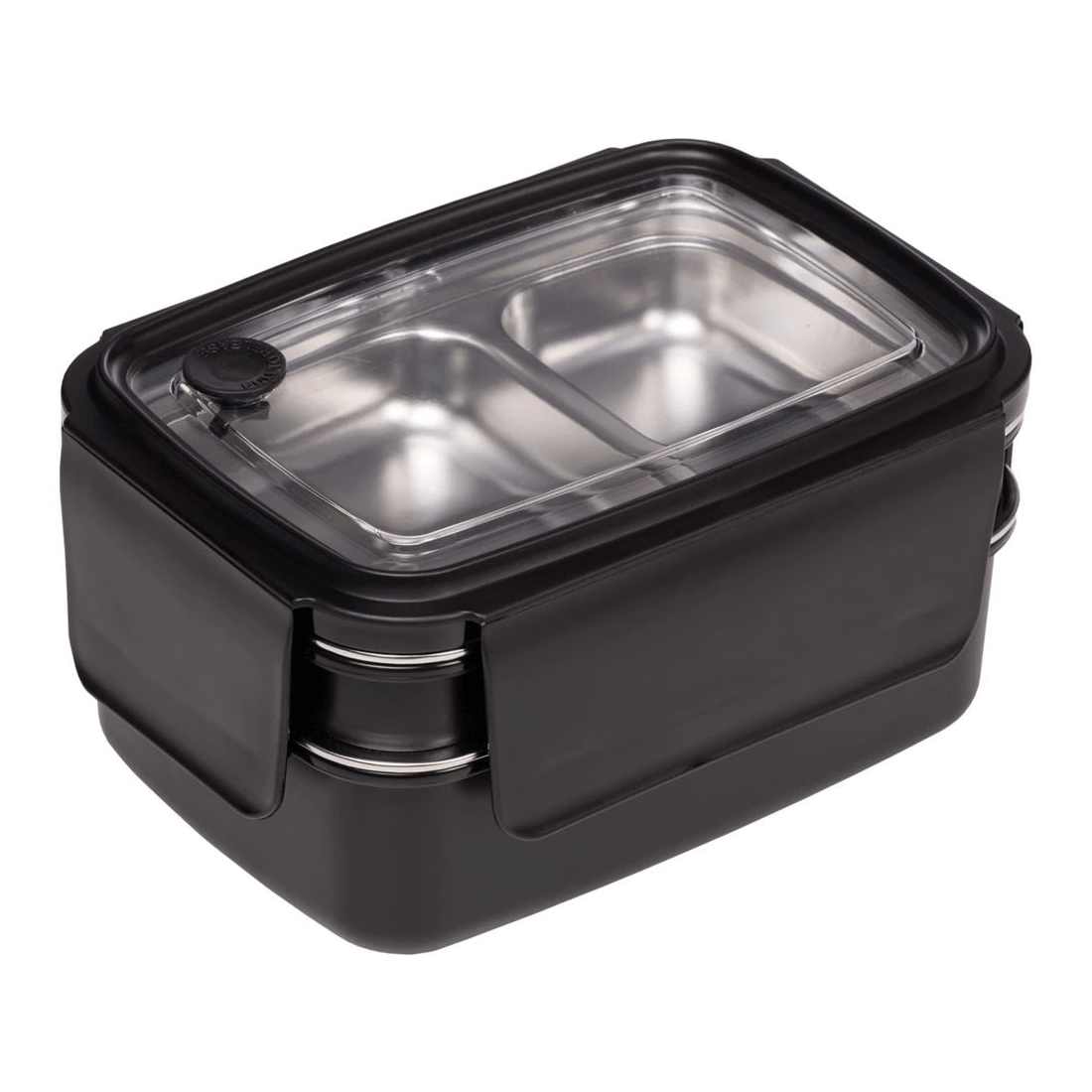 2 Studymate Stainless Steel Double Bento Box Black, 2 of 4