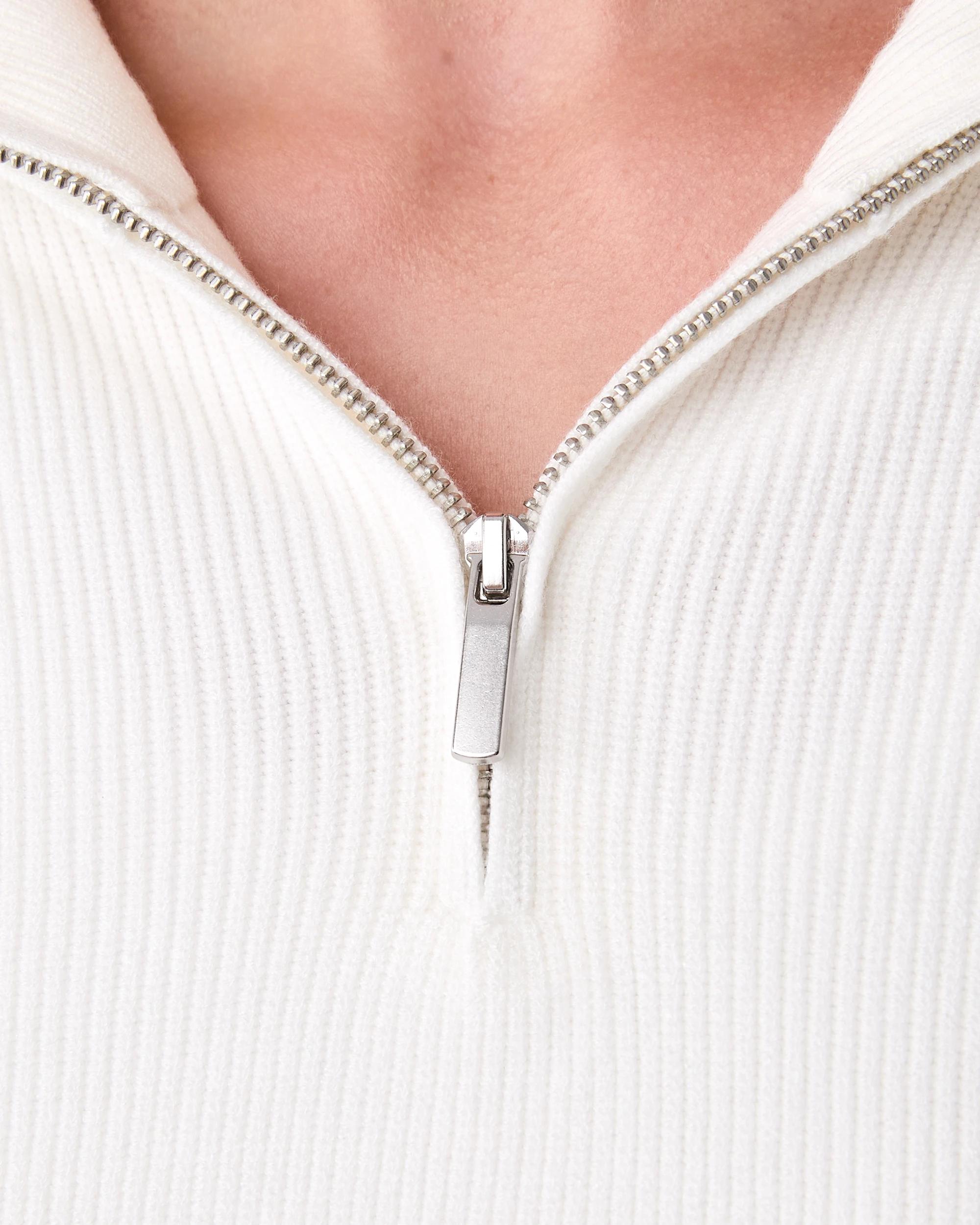 6 Ribbed Zip Through Jumper Cld White, 6 of 8