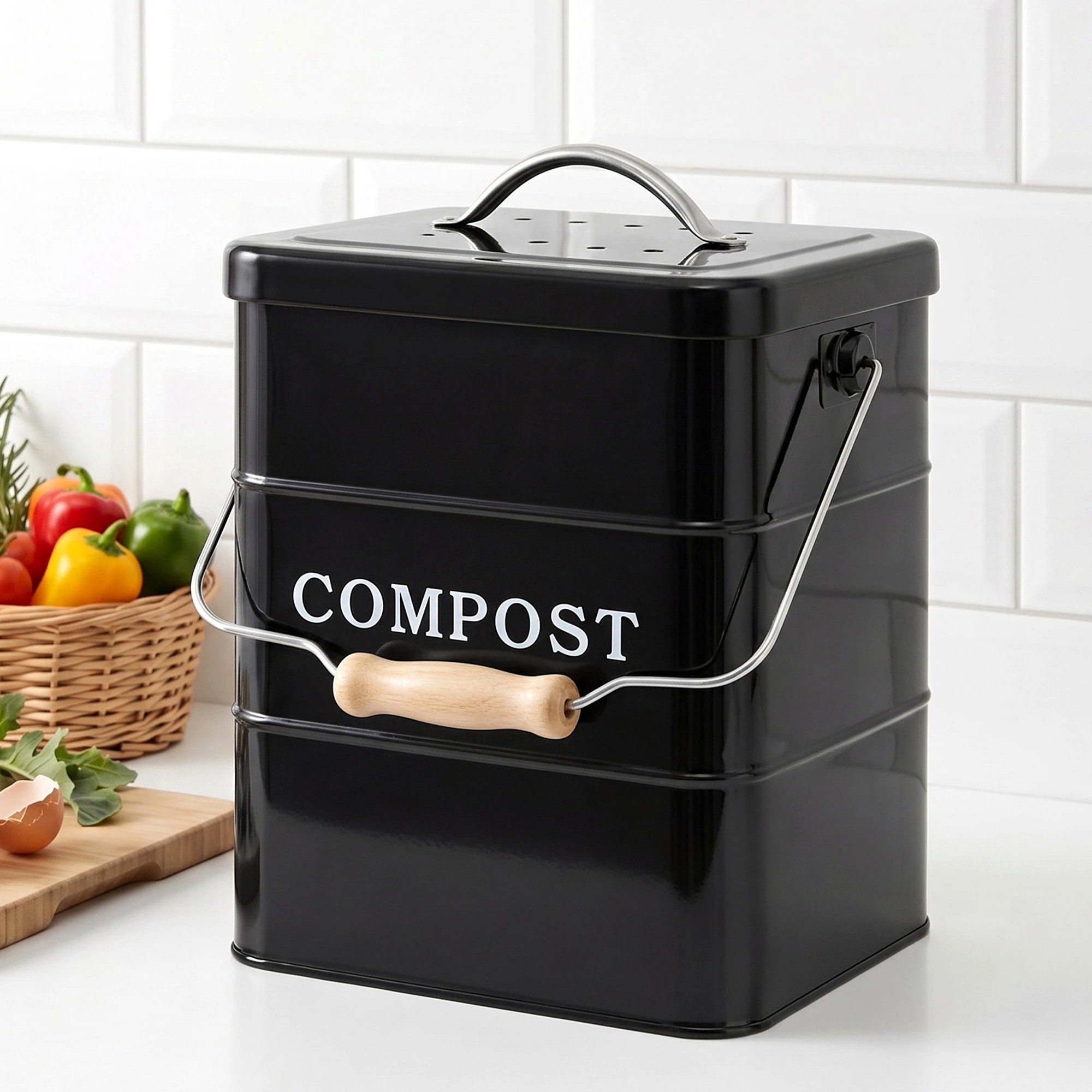 9 Gardeon Kitchen Compost Bin 5L Food Waste Bin - Black, 9 of 9