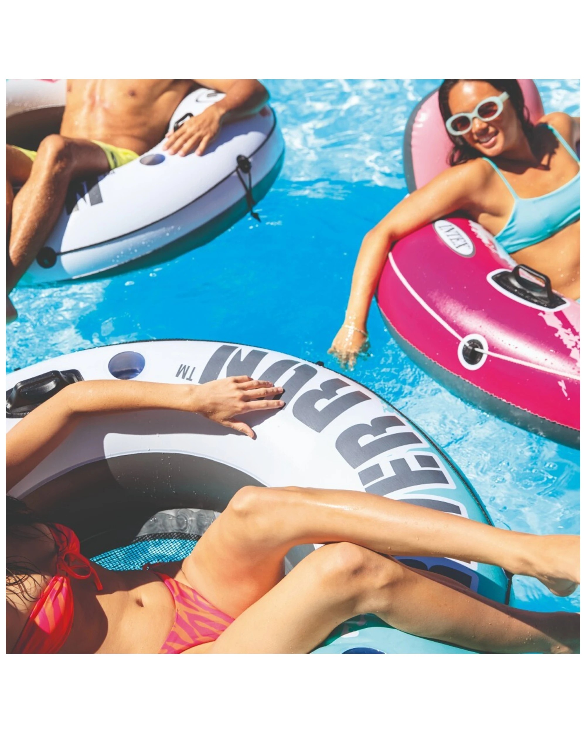 6 Intex 135cm River Ring Inflatable Water Tube Floating Seat/chair Cup Holders - White, 6 of 6
