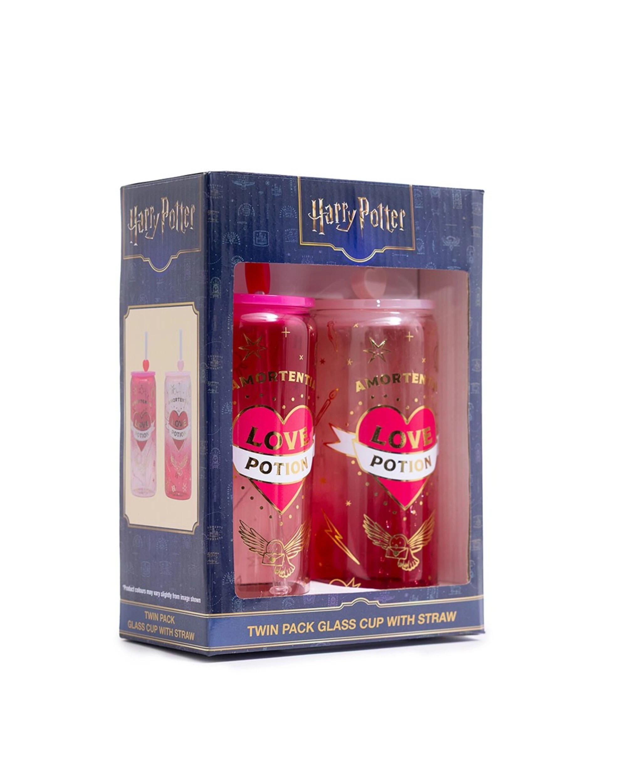 3 Harry Potter - Love Potion Glass Cup with Straw Twin Pack - Pink, 3 of 4