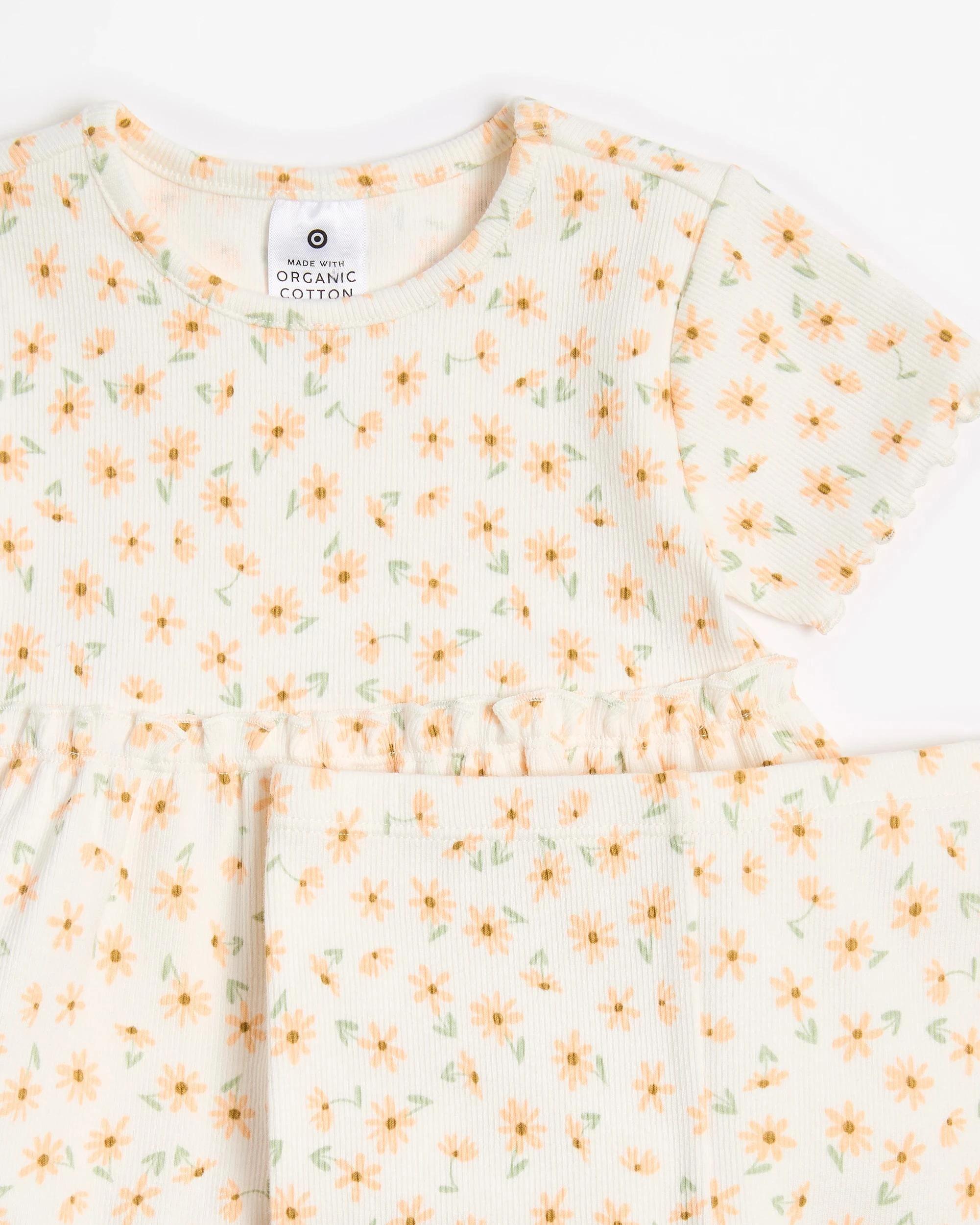 2 Target Baby Organic Cotton Dress and Leggings Set 2 Piece CREAM DAISY, 2 of 3