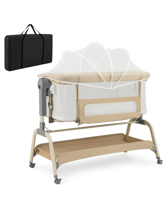 Costway 4-in-1 Baby Cot Bed Mobile Bedside Sleeper - B